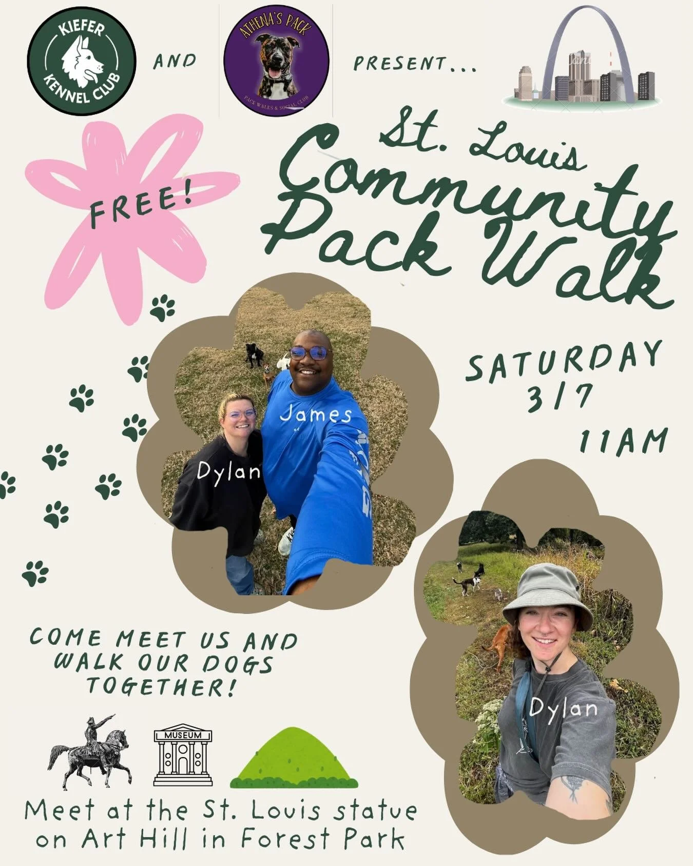 💝 FREE 💝 COMMUNITY PACK WALK 🚶&zwj;♀️🐕

hosted by @kieferkennelclub and @athenaspack 🤝

pack walks led by trainers are awesome for practicing leash handling skills in a judgement-free community of like-minded dog parents! feeling isolated in you