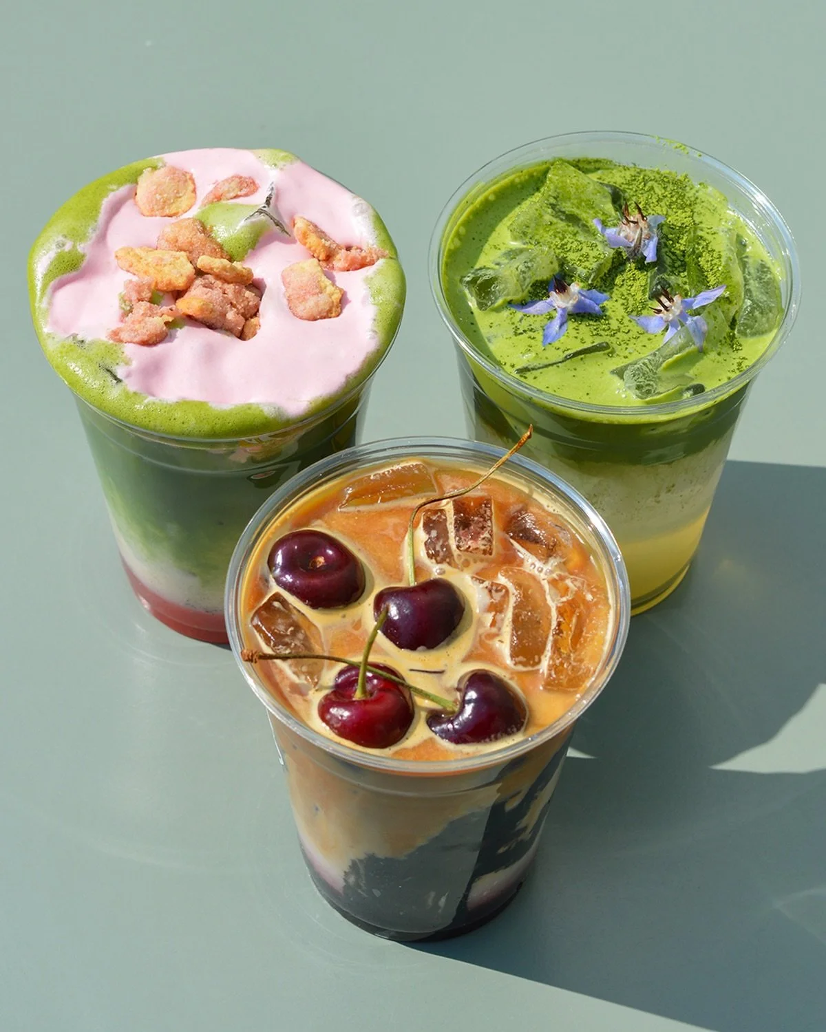 In case you missed it- SPRING MENU DROPPED YESTERDAY 

CALICO LATTE🍒

JASMINE MATCHA CLOUD🌸

STRAWBERRY PIE MATCHA 🍓
(Also try with espresso) 

3 unreal spring bevs for yall! You know you wanna try👀