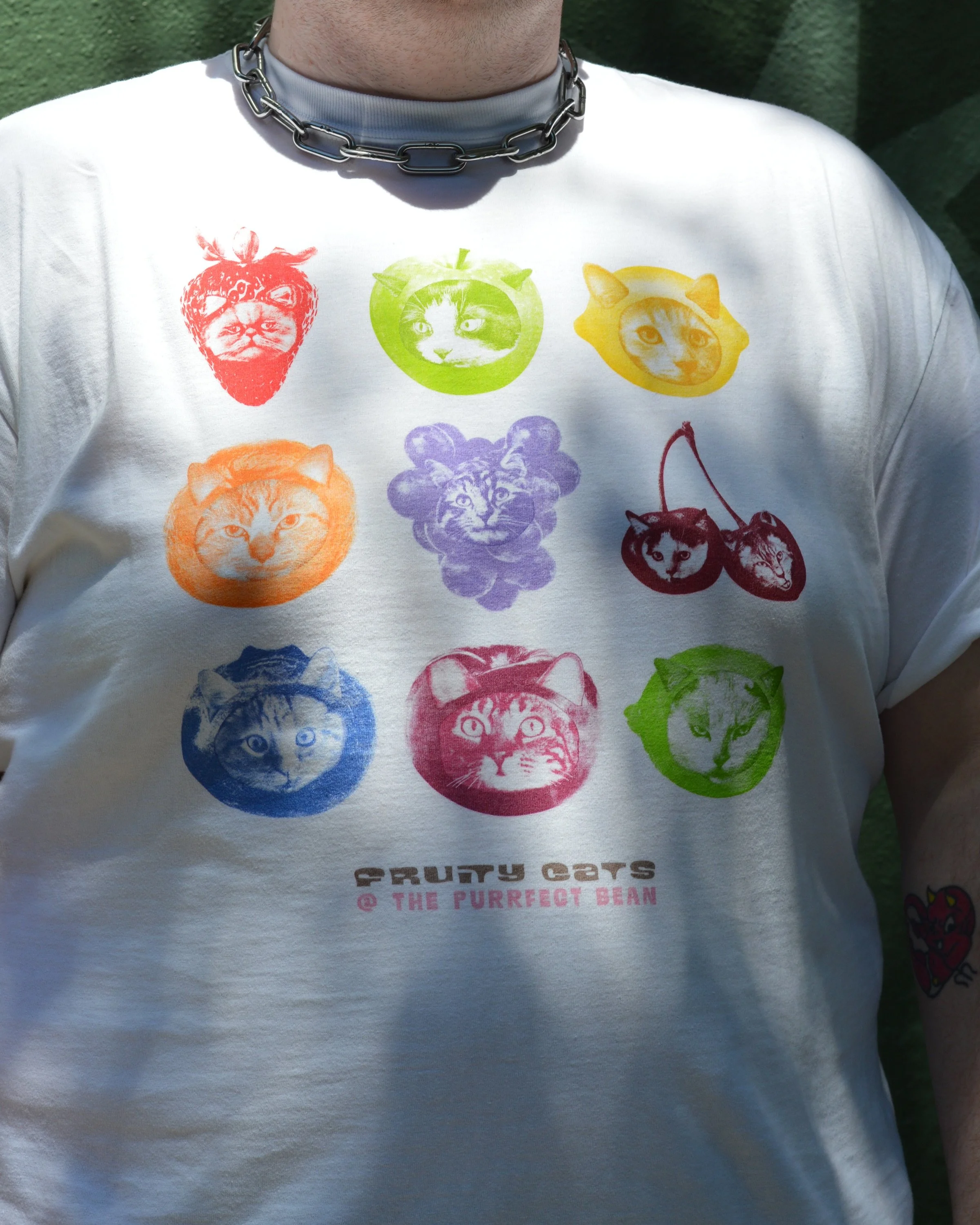 PURRFECT BEAN PRIDE COLLECTION 

Fruity cats tees and totes 🍒 

get &lsquo;em while you can, in the cafe on June 3rd.

10% of profits will be donated to @heshezeandwe 🏳️&zwj;⚧️🏳️&zwj;🌈

Sizes S-3XL