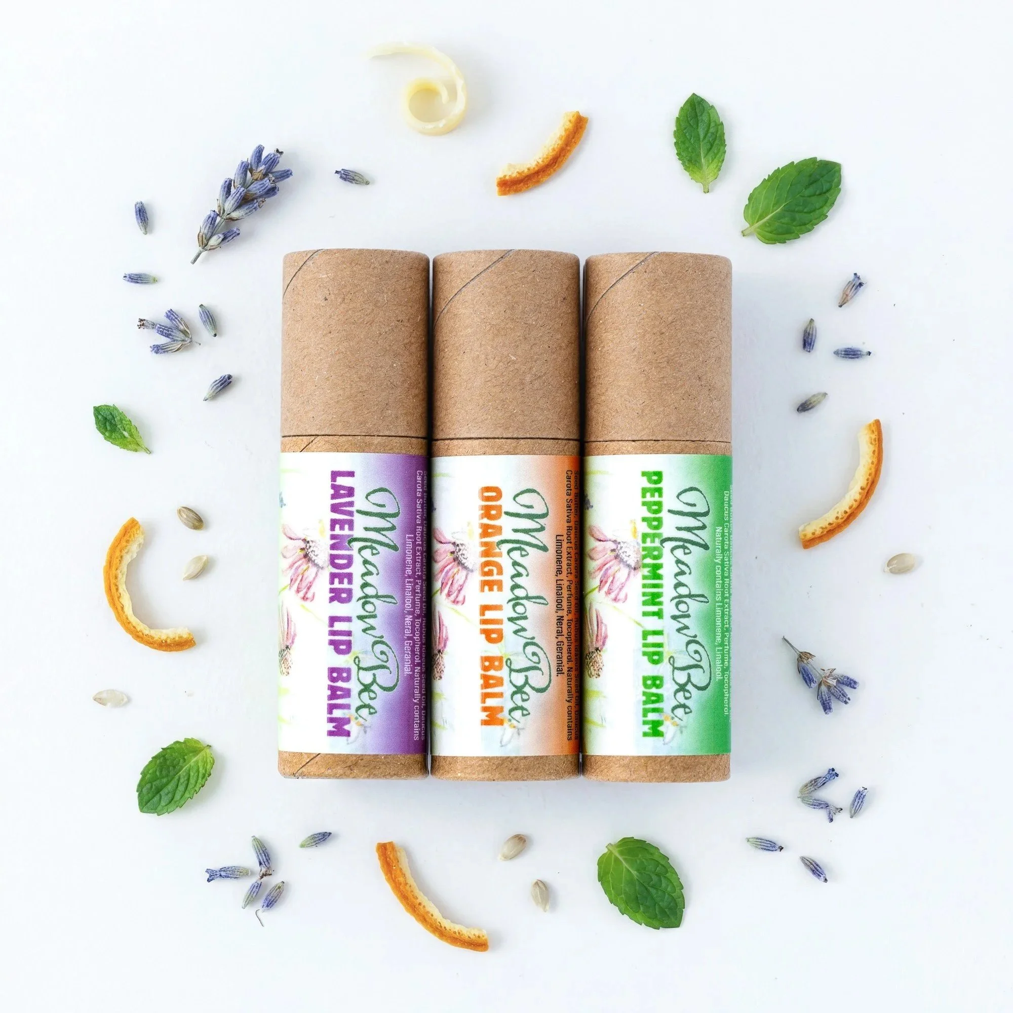 Meadow Bee Lip . 30 ounce Lip Balms in compostable paper tubes