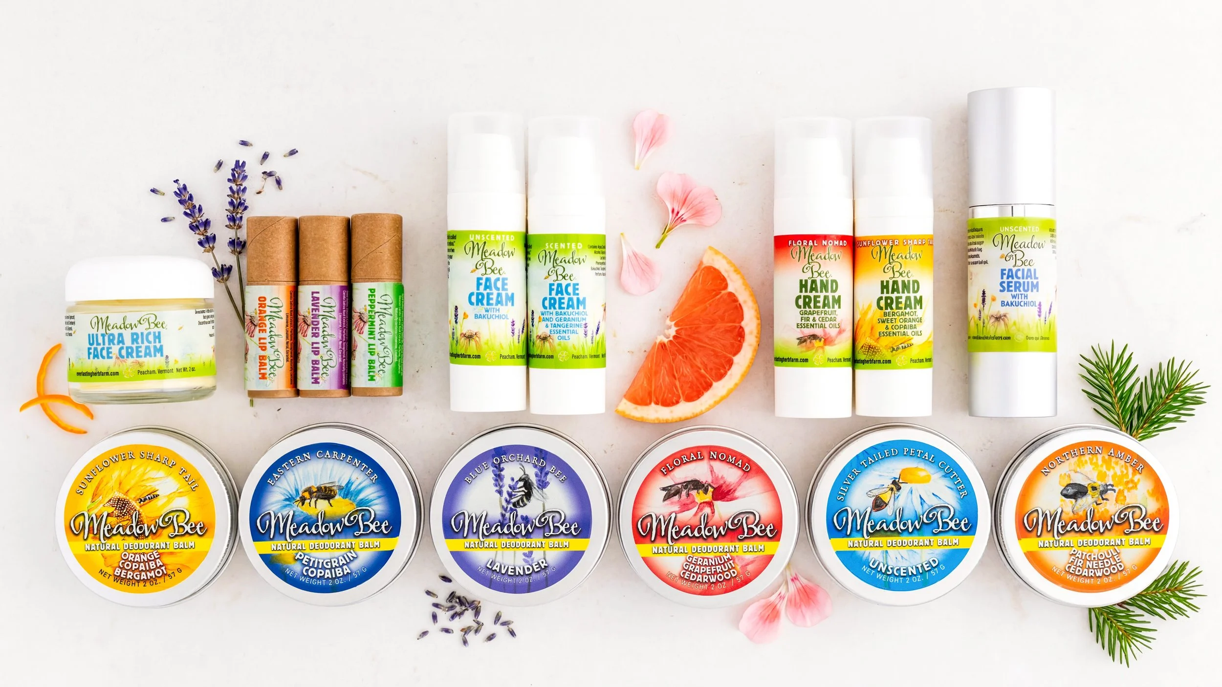 Meadow Bee body care products made at Everlasting Herb Farm in Peacham, Vermont