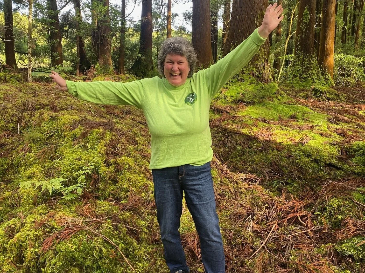 Wendy, founder and co-owner of Everlasting Herb Farm enjoying the forests of the Terceira in the Azores