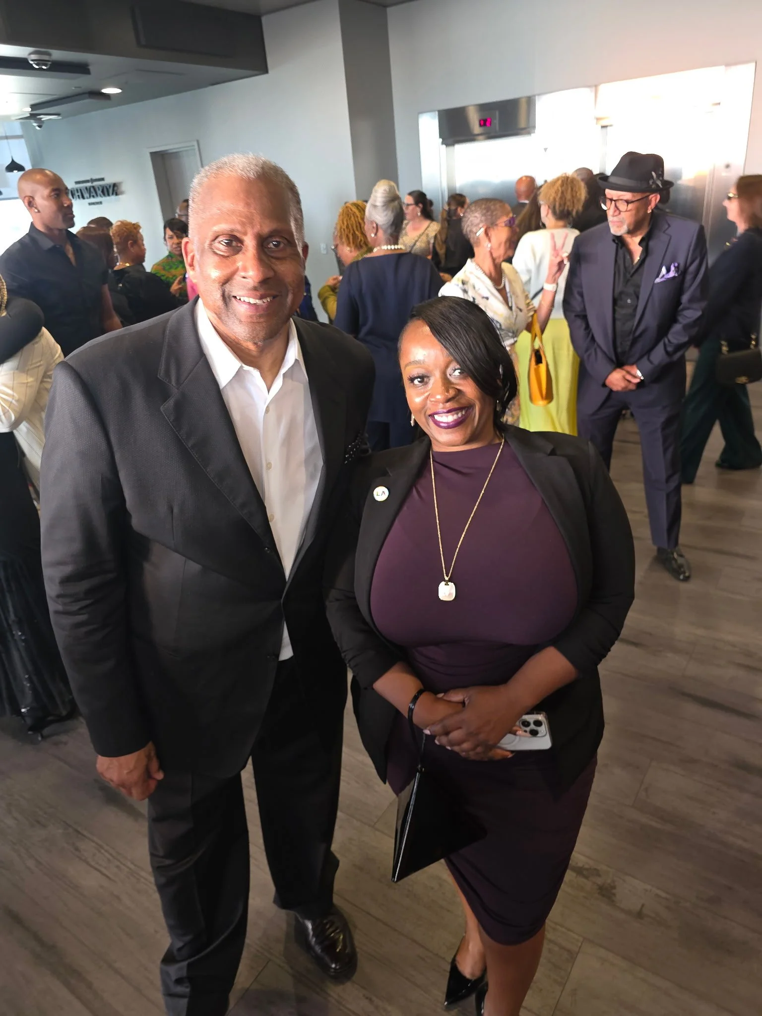 Attorney Bryant pictured with Tavis Smiley, acclaimed media figure and KBLA Talk 1580 AM owner at his 2026 Black History Month Luncheon at the GRAMMY Museum.