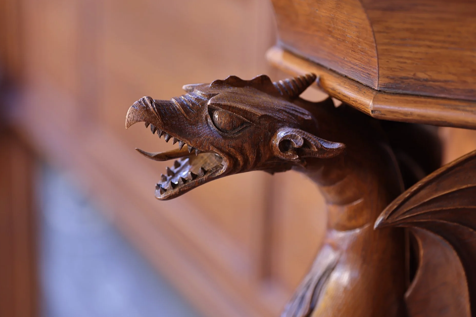 Mantle Dragon Carvings