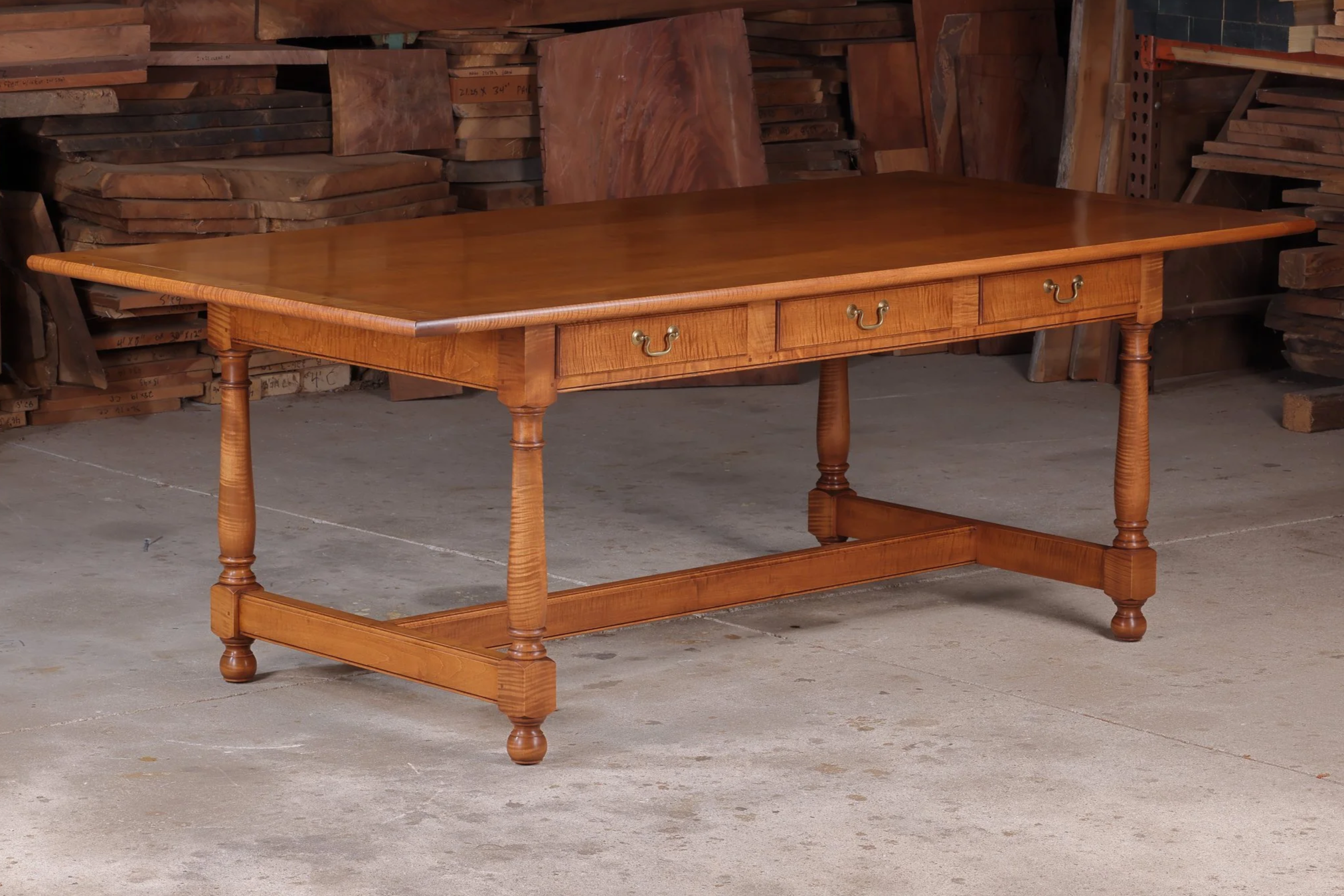 Tiger Maple Tavern Dining Table For Sale