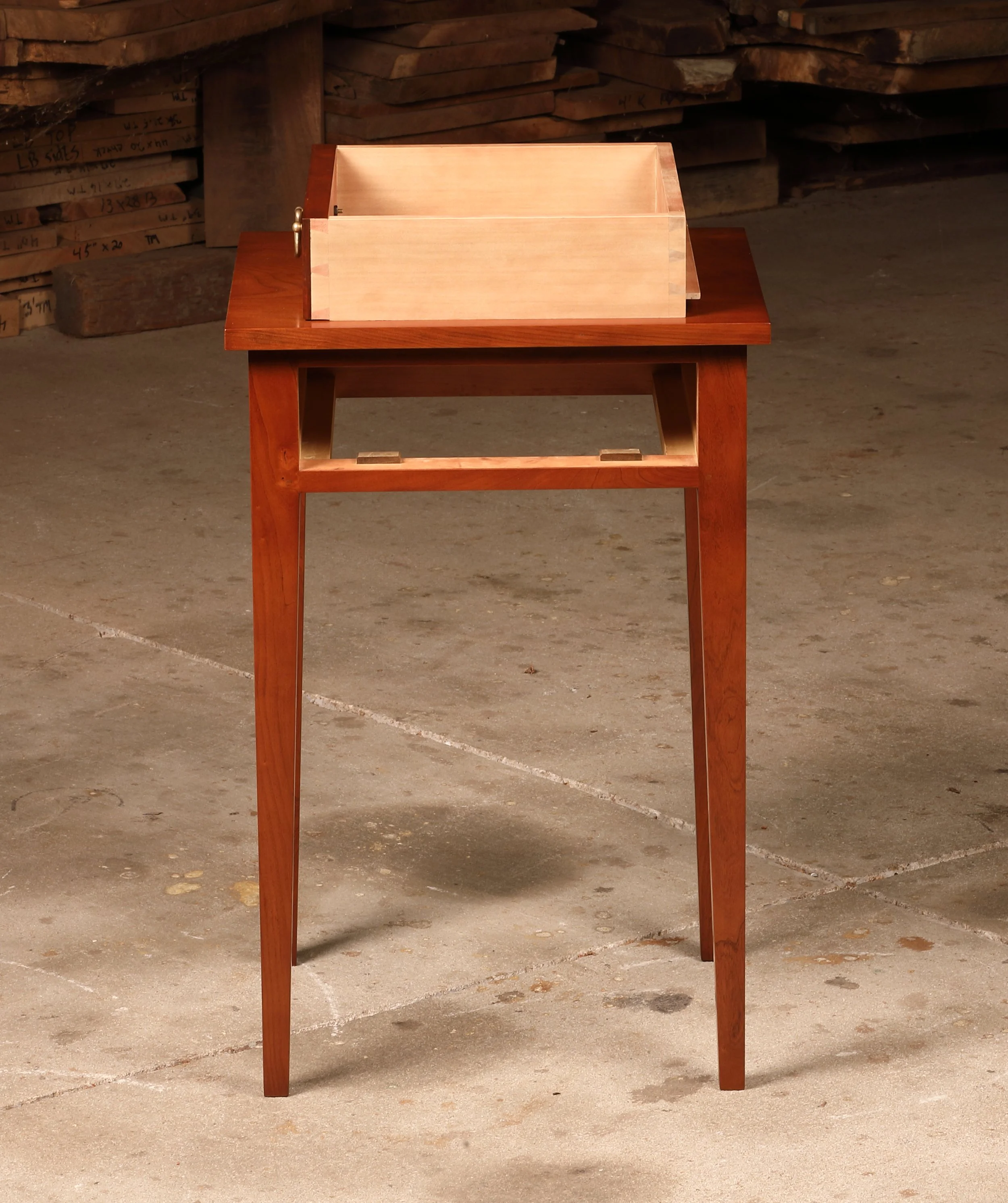 Single drawer figured cherry nightstand.