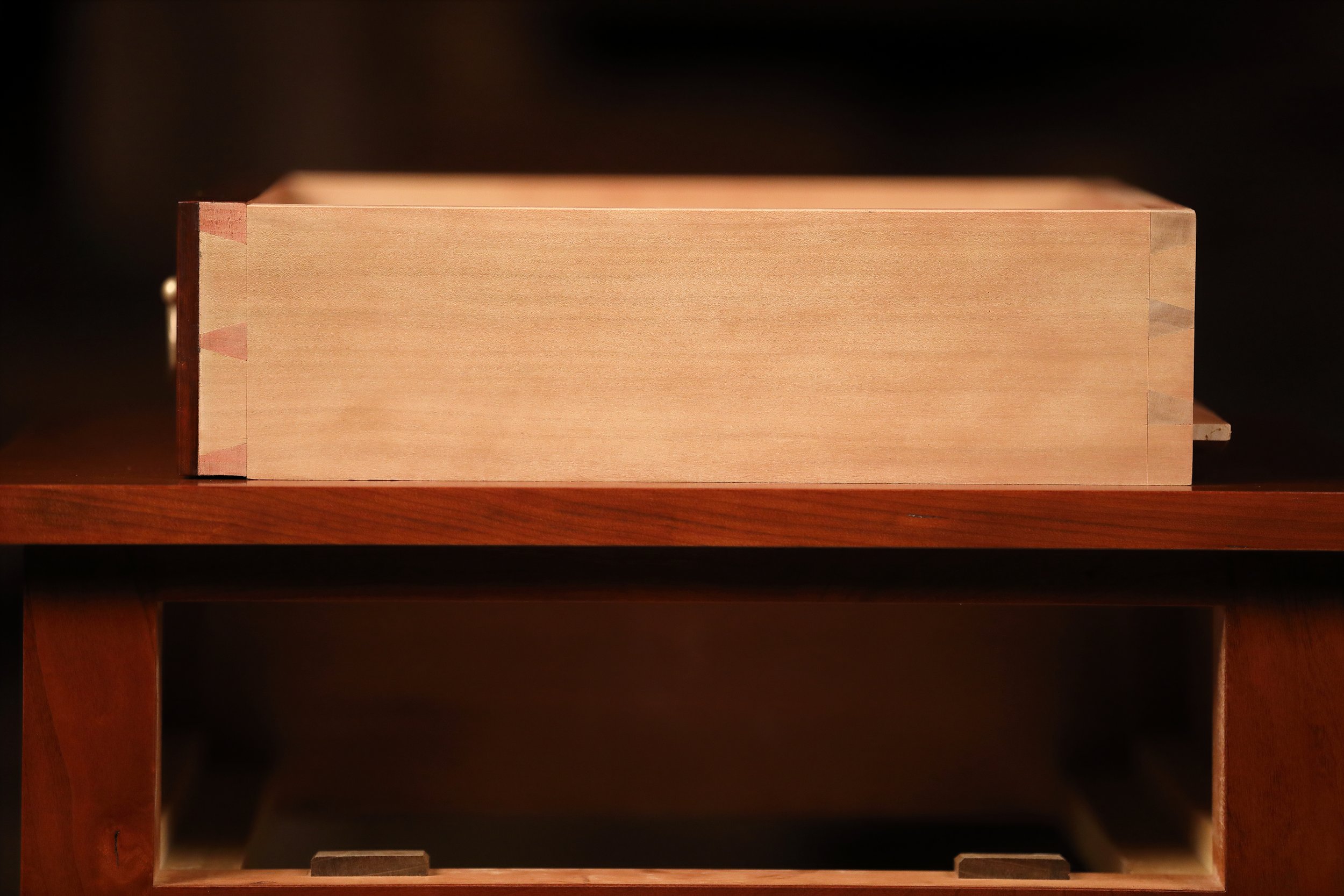 Hand cut dovetail drawer construction.