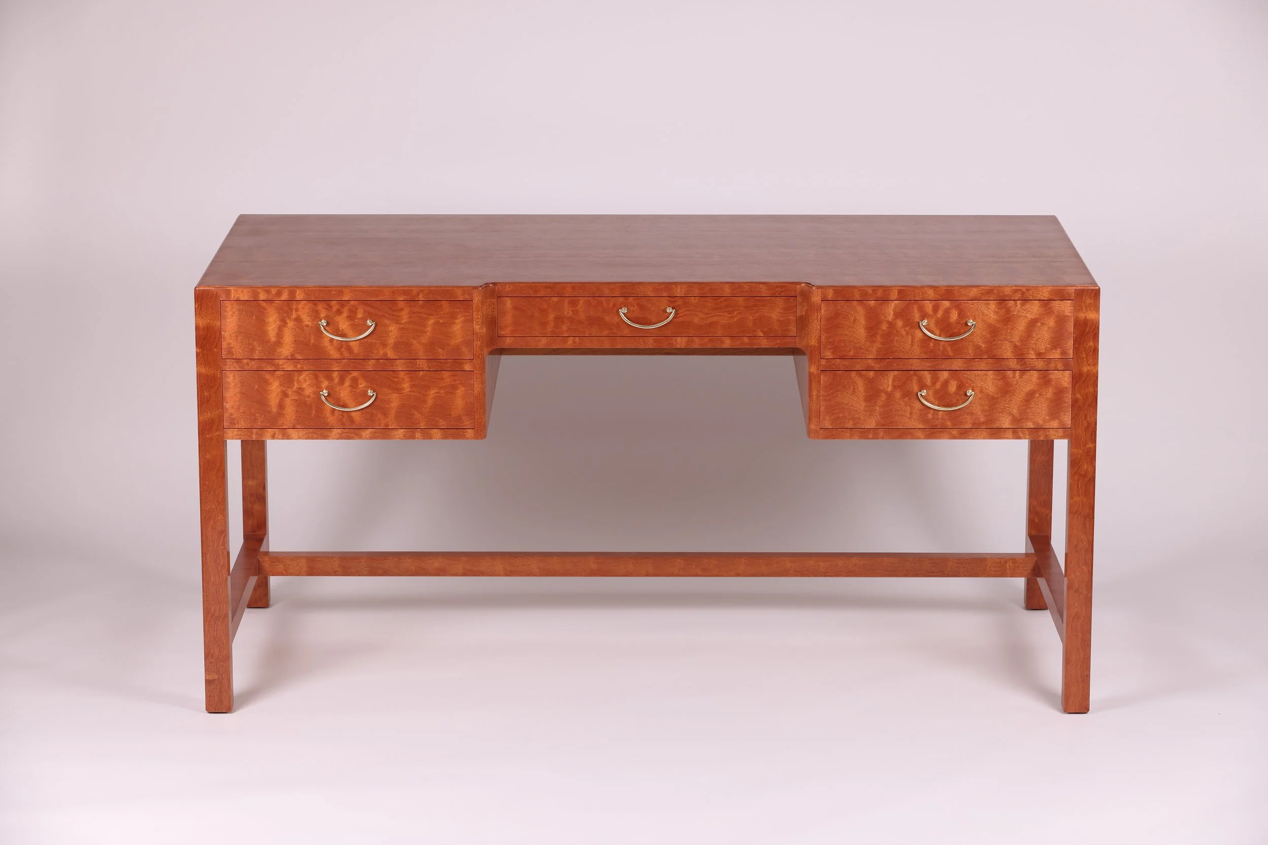 Handcrafted mid-century modern mahogany desk, Josef Frank style design.