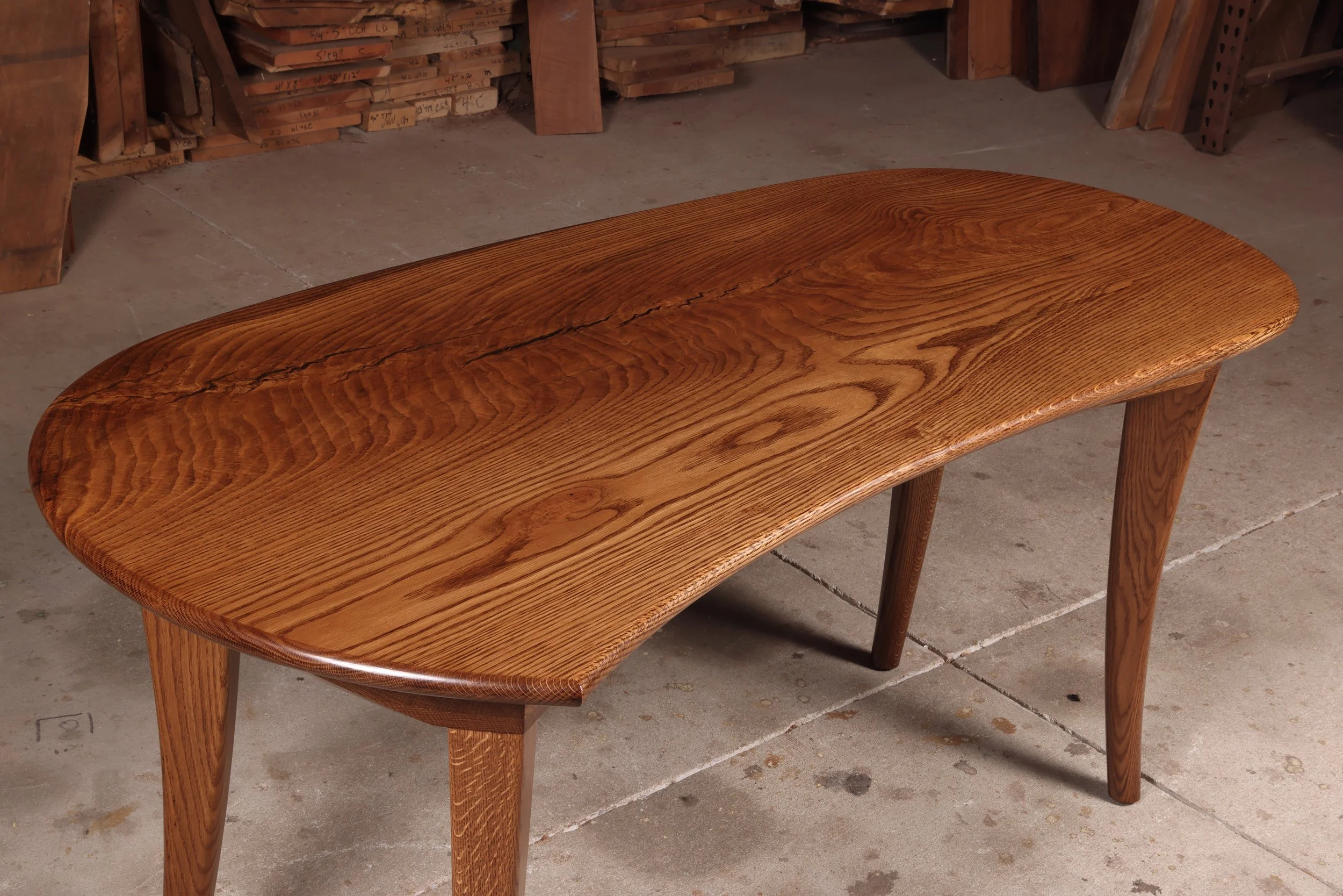 Handmade asymmetrical Wharton Esherick style white oak writing desk.