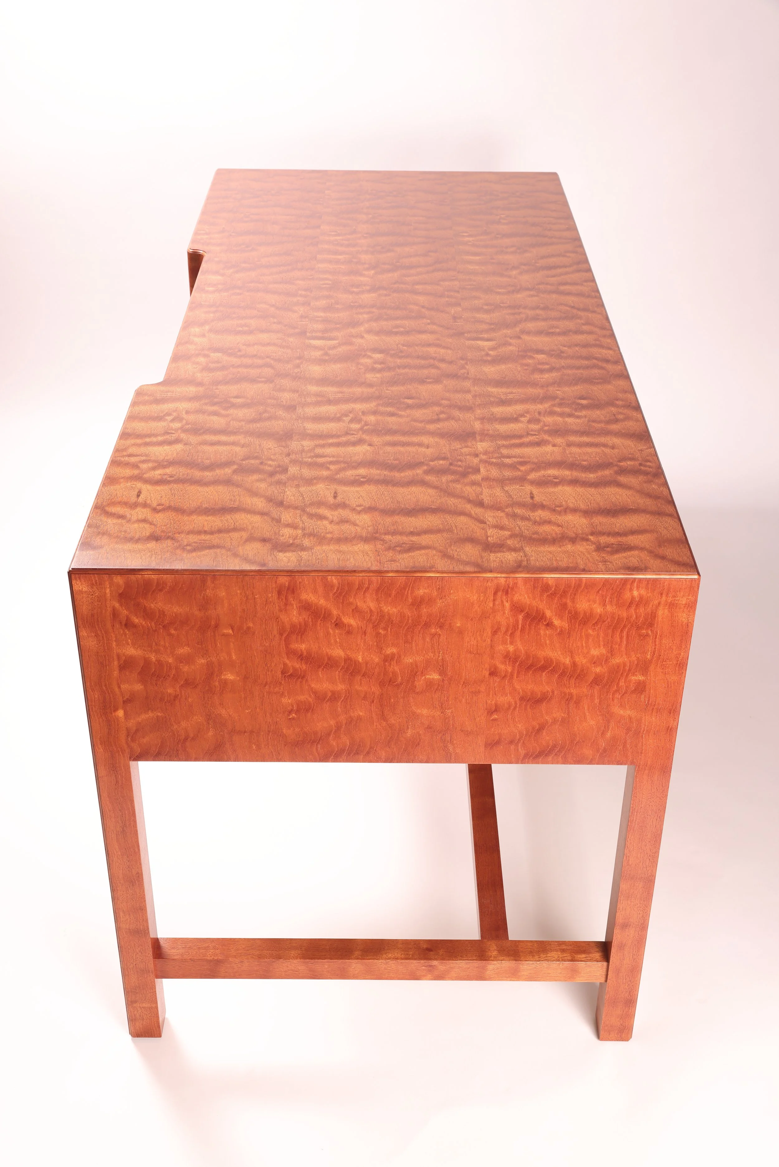 Handmade Mid-Century Modern desk, side view.