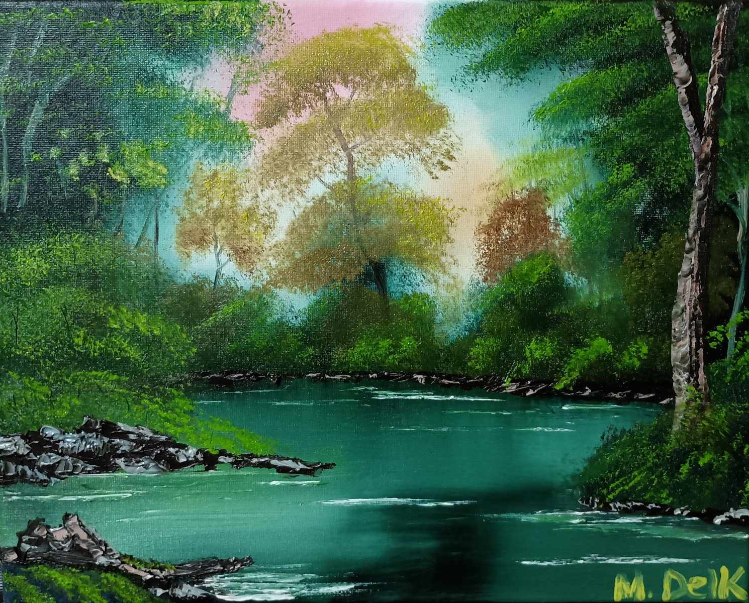 Deep Forest Lake, 2024. Oil on canvas -- 12 x 16 in.