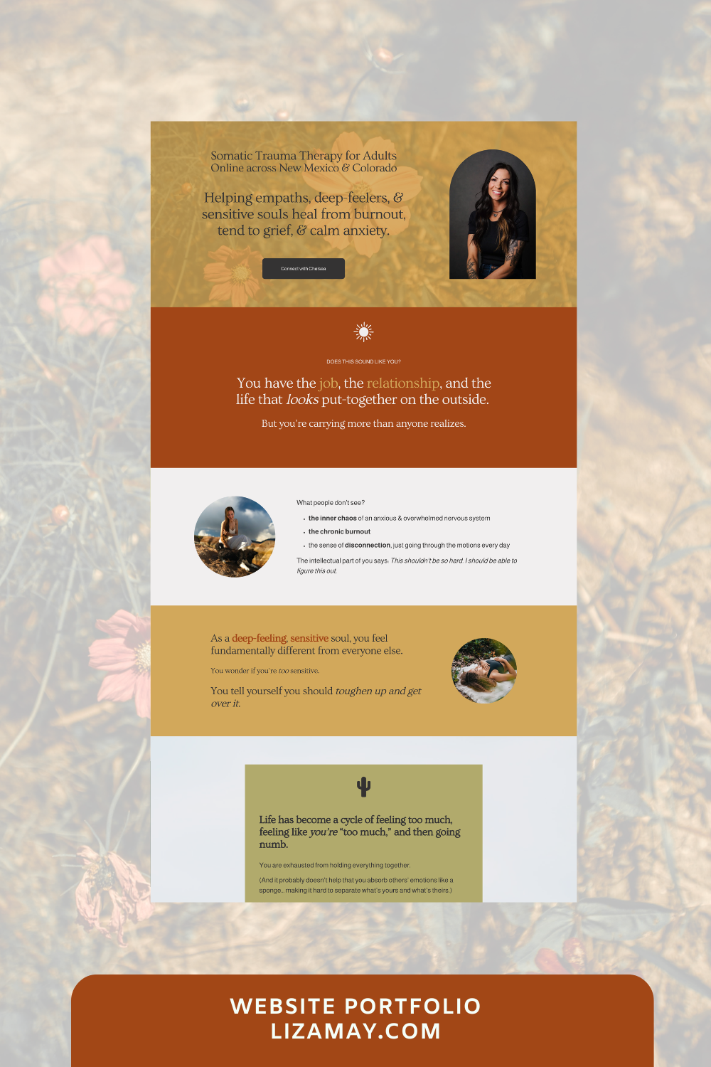 screenshot of therapy website with desert boho vibe