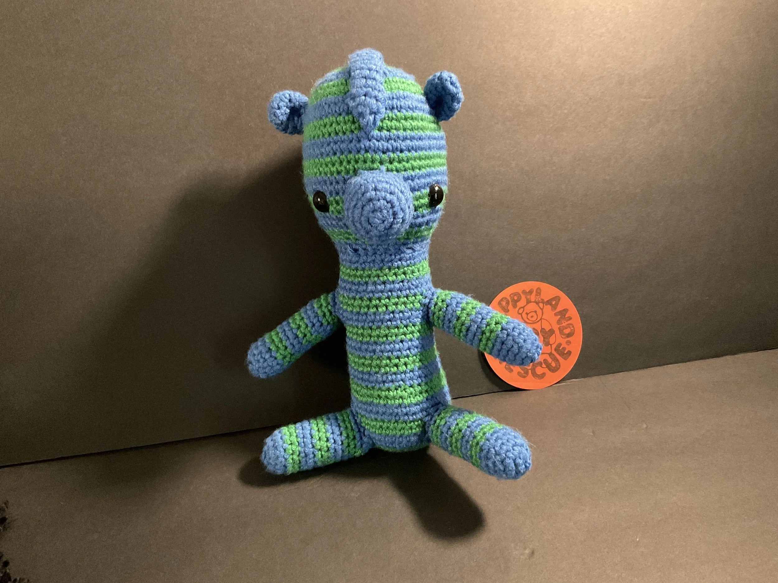 Hand Crocheted 12” Stuffy Striped Zebra