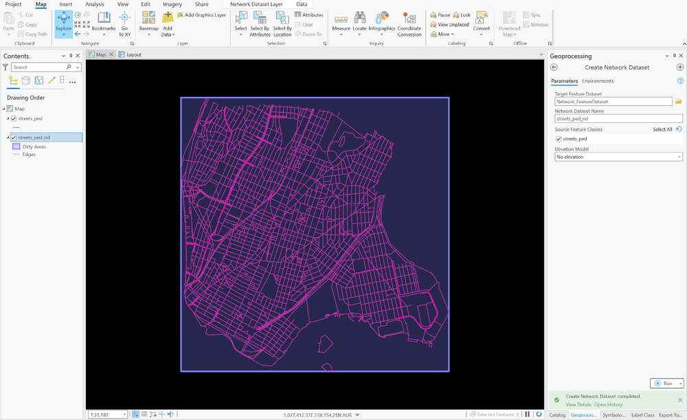 Creating & Building a simple Esri Network Dataset — mapping 101
