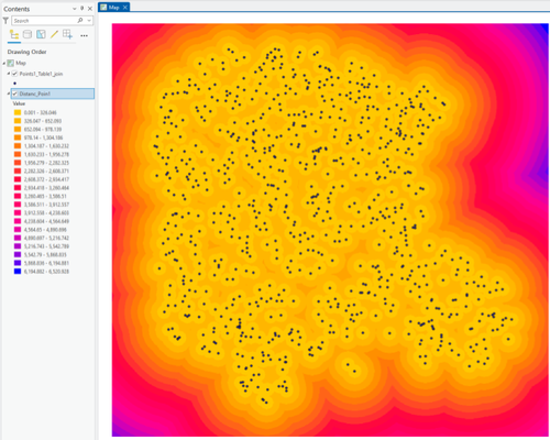 Raster Ramp Map Example Creating Distance Rasters from Points — mapping 101