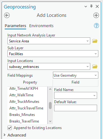 Adding Locations to a Network Analysis Layer — mapping 101