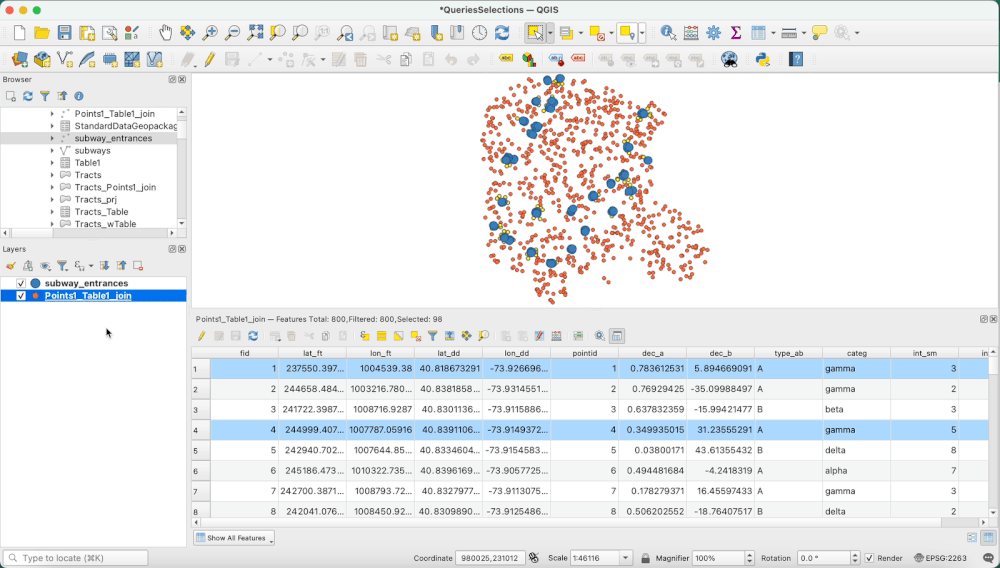 Creating a New Layer from Selected Features — mapping 101