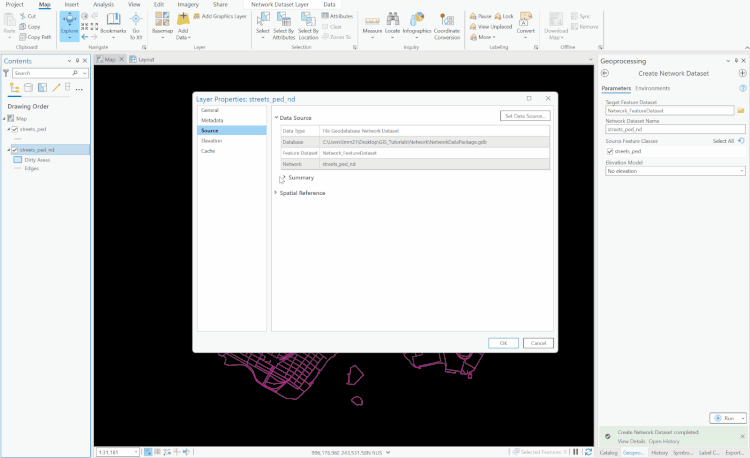 Creating & Building a simple Esri Network Dataset — mapping 101