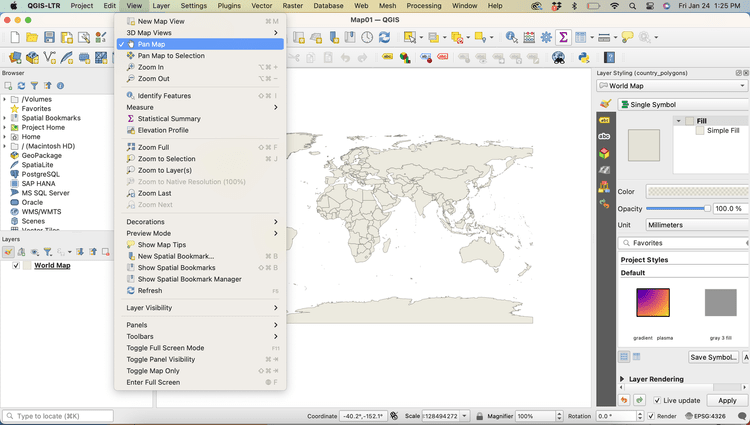 Pan Map the QGIS Interface — mapping 101