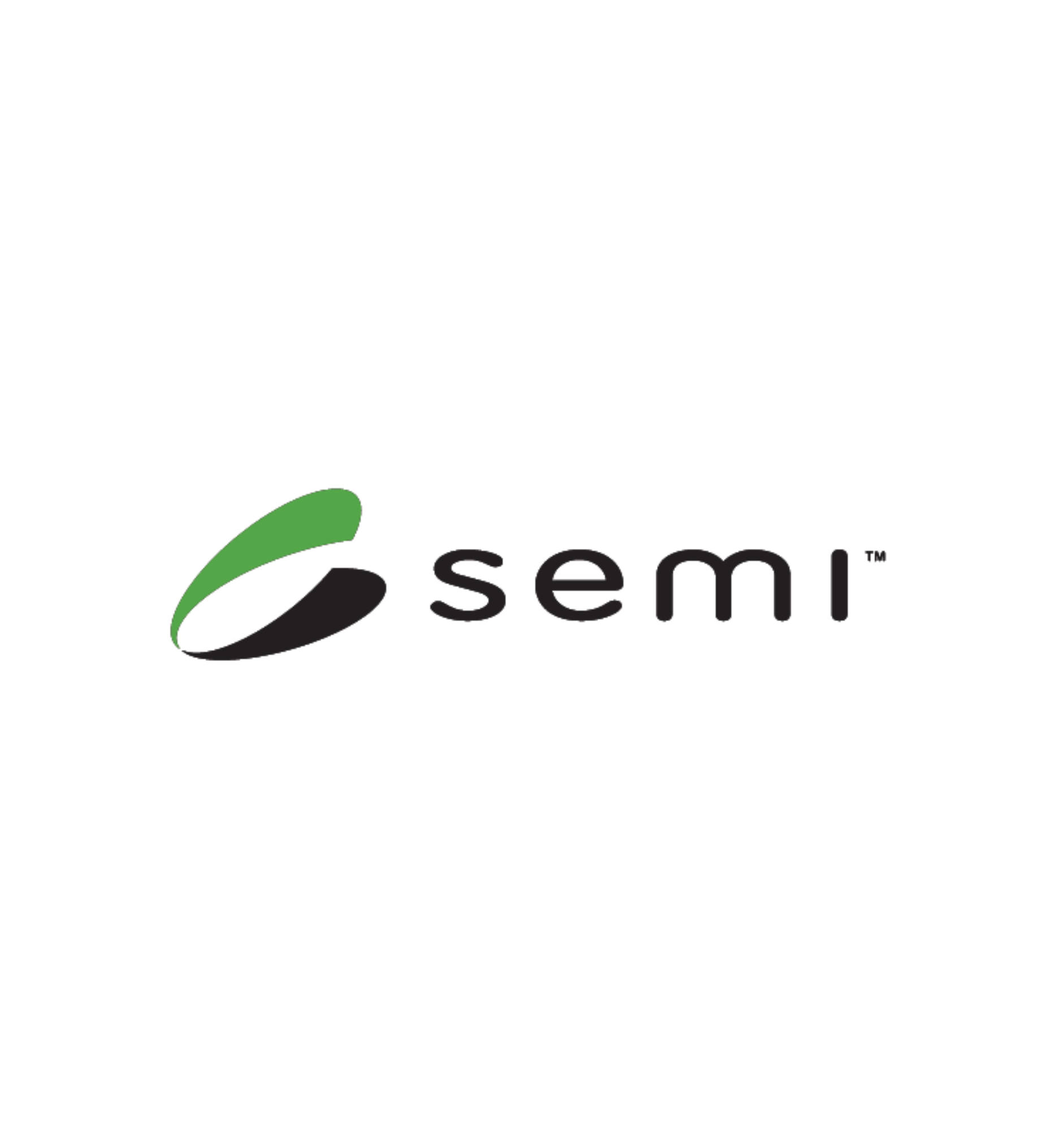 Semi Logo with a green and black symbol and the word "semi" in black and lower case letters