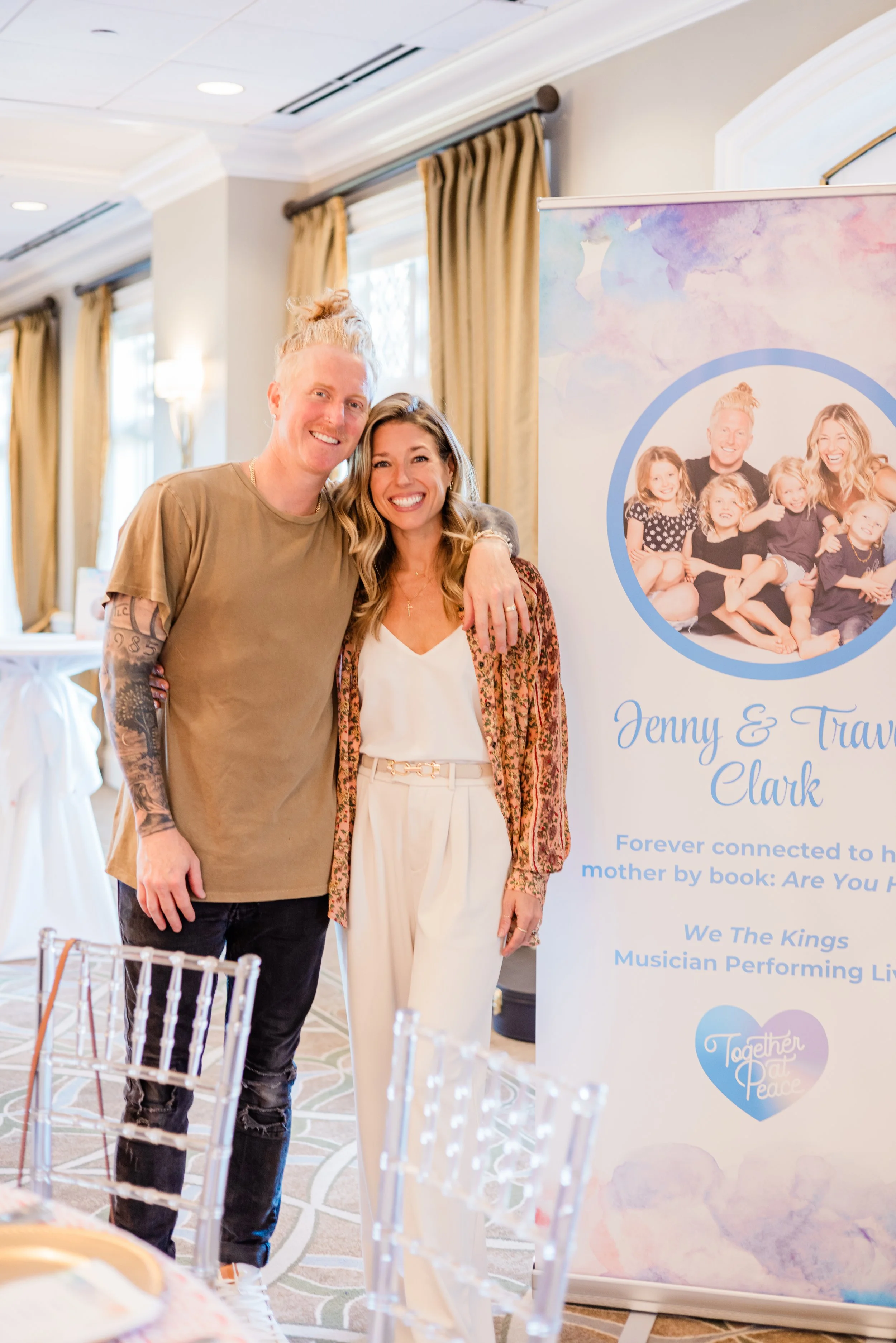 Travis Clark and Jenny Robinson Clark promoting "Are You Here?: A story about the magical signs all around us"