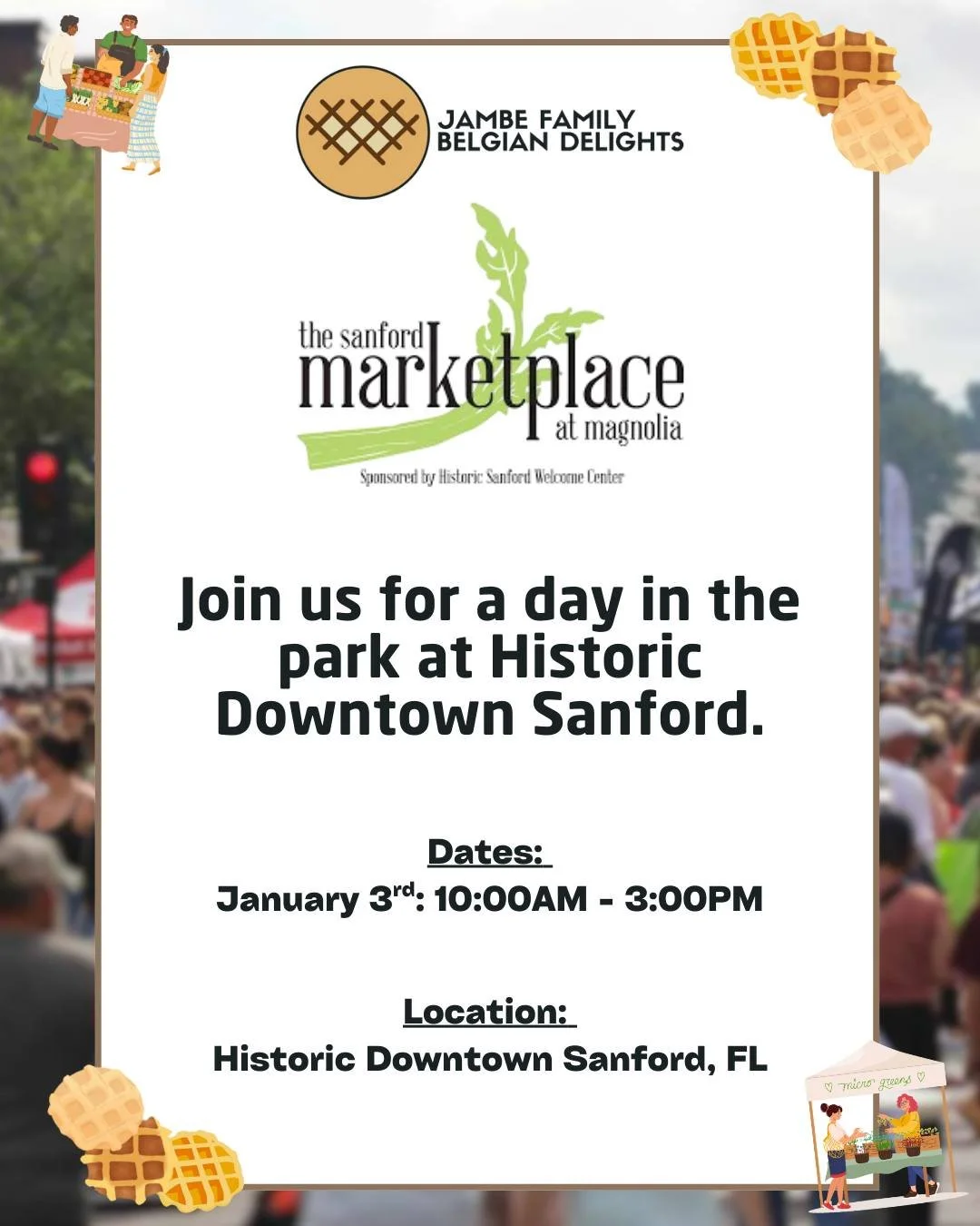 Start your January with fresh flavors &amp; local fun! 🌿🧇

We&rsquo;re thrilled to be returning as a regular vendor at @sanfordmarketplace.at.magnolia this Saturday, January 3rd from 10 AM &ndash; 3 PM! Join us in downtown Sanford for a delightful 