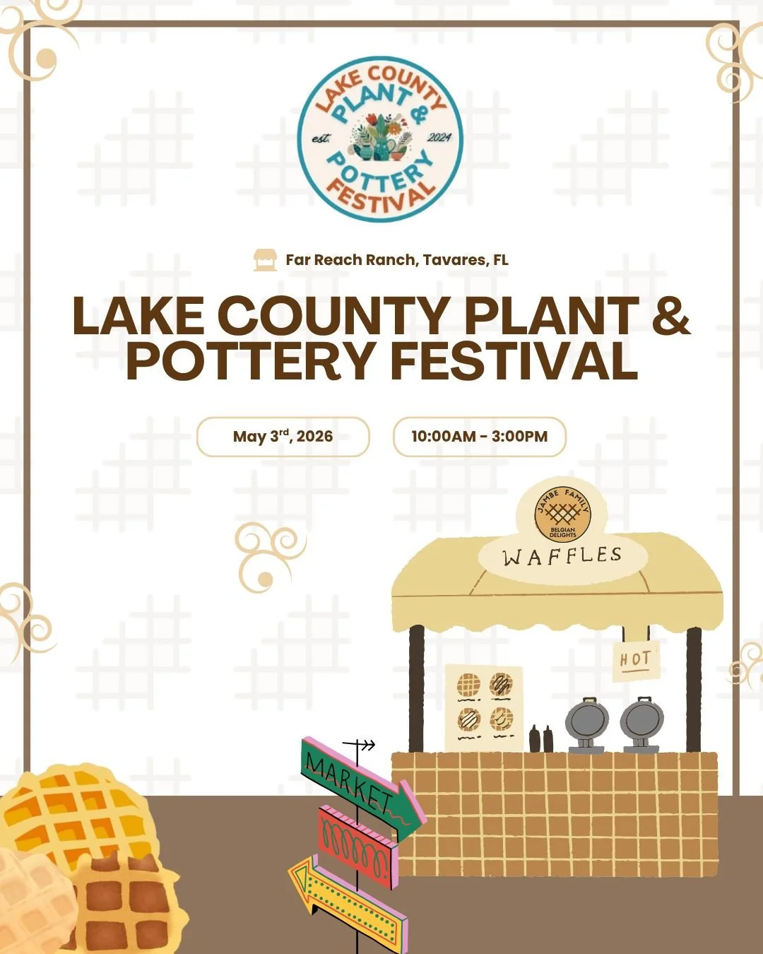 This weekend is going to be plant-tastic! 🧇💚

Jambe Family Belgian Delights is thrilled to be vending at the @plantandpotteryfest !

📍 Location: @farreachranch 
📅 Date: May 3rd
⏰ Time: 10AM &ndash; 3PM

Come stroll the ranch, shop incredible plan