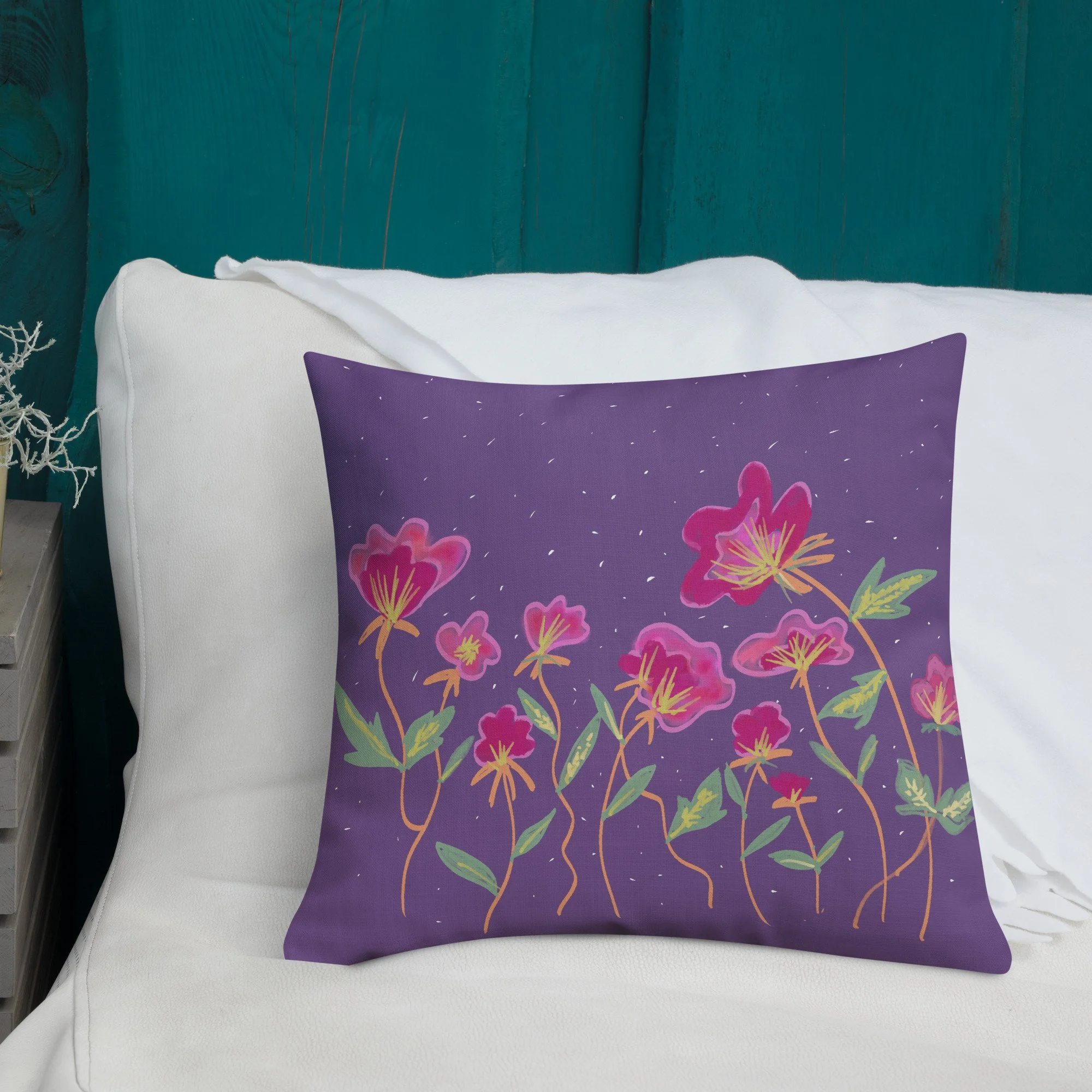 Night Blooms Floral Pillow
