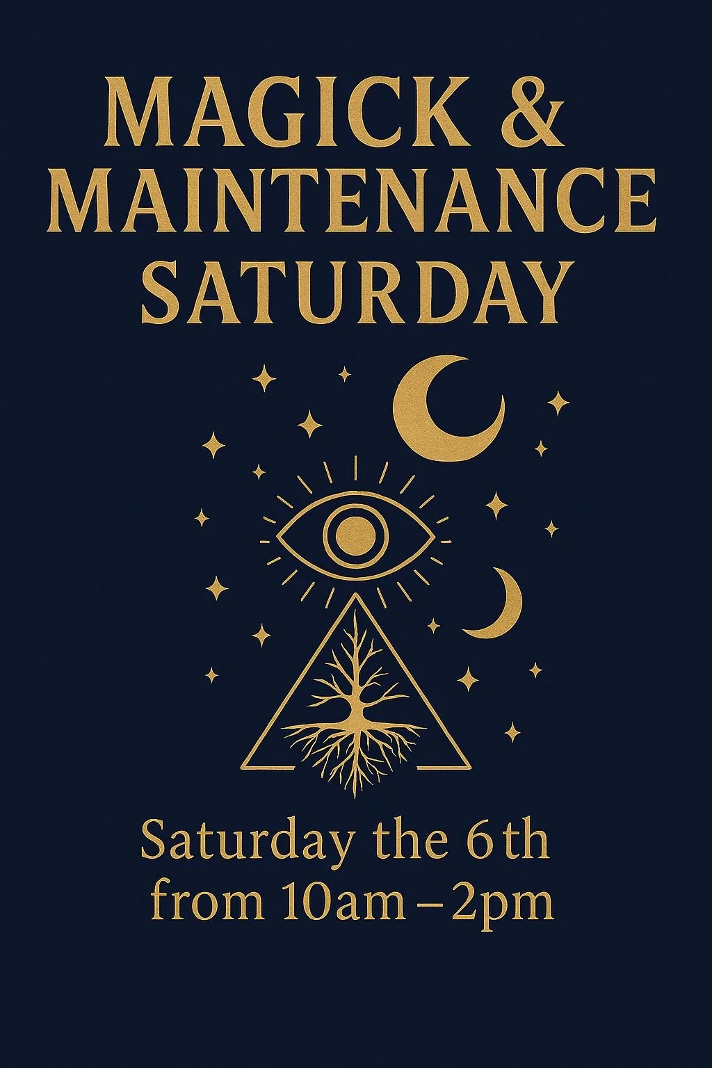 🌟 Magick &amp; Maintenance Saturday 🌟 
Saturday the 6th from 10am &ndash; 2pm 
Golden Key Light Center 

Step into a sanctuary of healing and transformation. Our monthly open house is your invitation to realign, recharge, and reconnect with your Bo