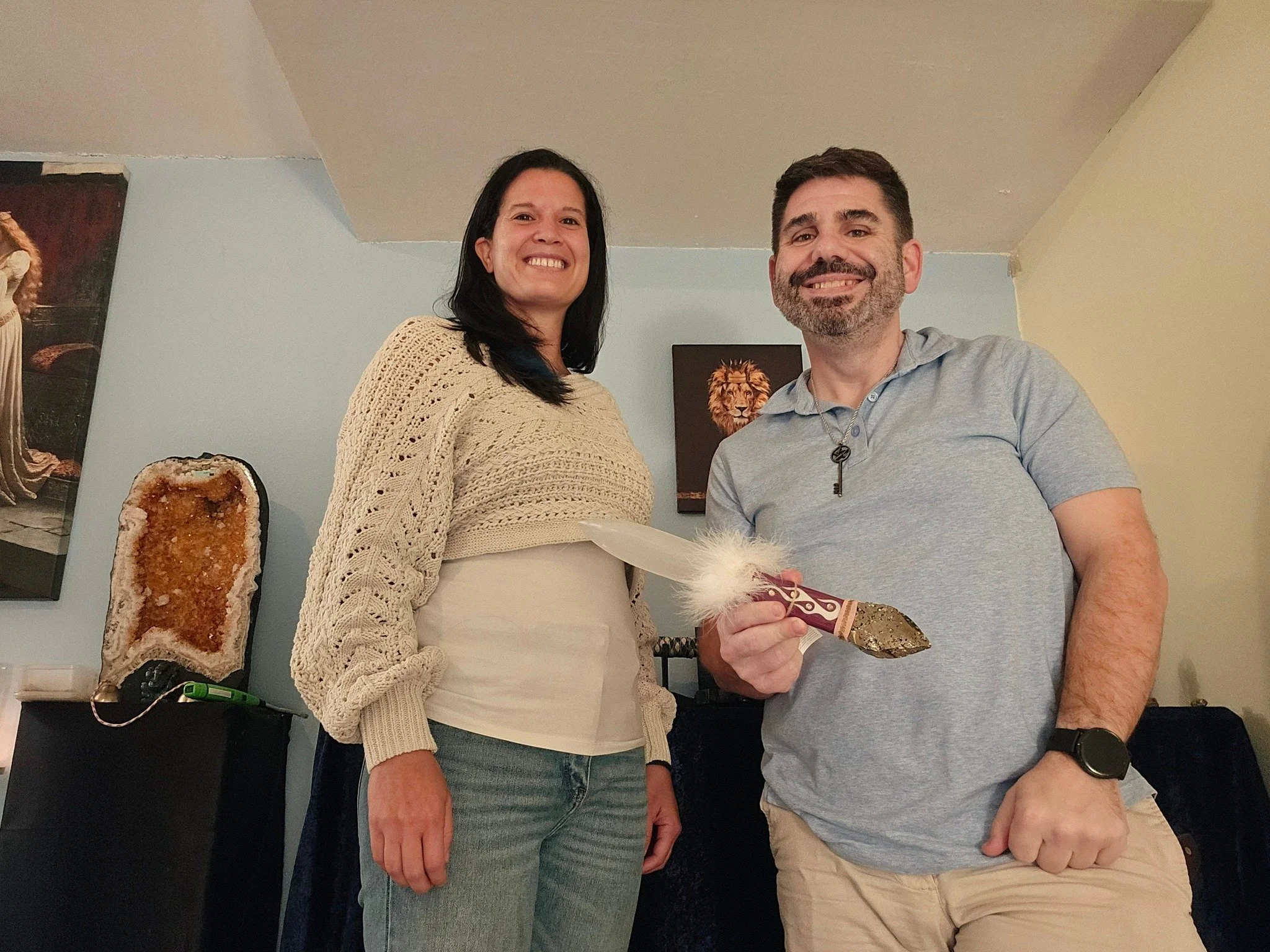 Spent this afternoon doing a Life Activation for Chelsea, she gifted me a beautiful sword / Athame that she hand makes. So blessed to have the opportunity to be of service and to have received this amazing gift. #lumedelune