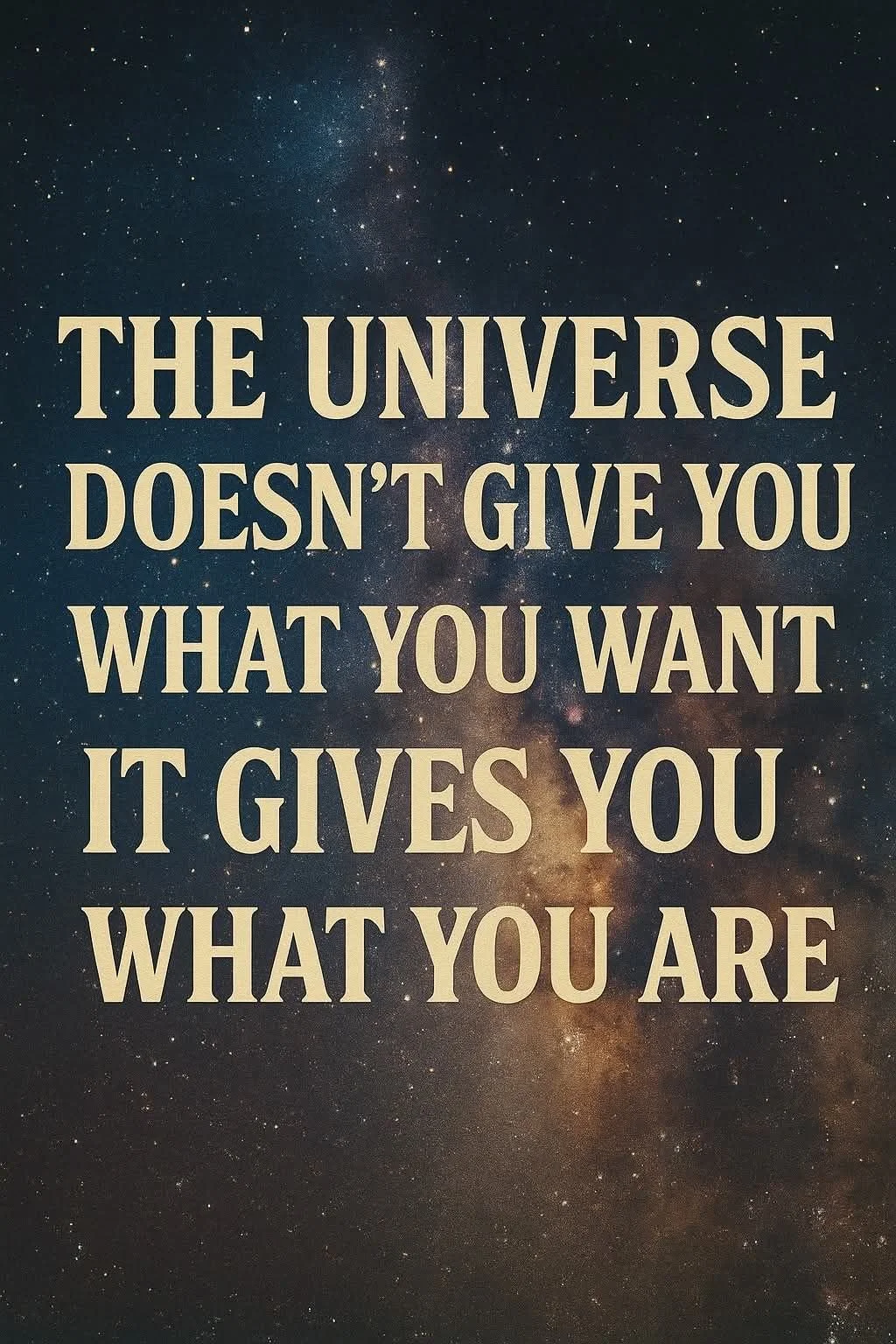 &ldquo;The Universe doesn&rsquo;t give you what you want,  it gives you what you are.&rdquo;

So&hellip;what are you? Who are you?
Are you the empowered creator of your life, or are you still manifesting from old patterns  replaying the same lessons,