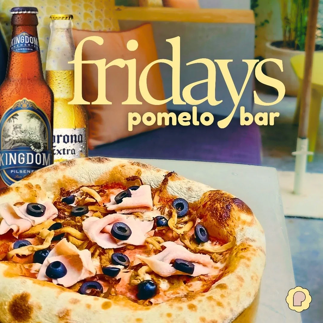 🤓 Clock out of the workweek and into the weekend with an ice-cold local or imported beer and one (or a few) of our chef's pizza pies! 😎 

Your weekend starts at Pomelo, and it starts now! We've got breezy garden seating under the palms, or opt for 