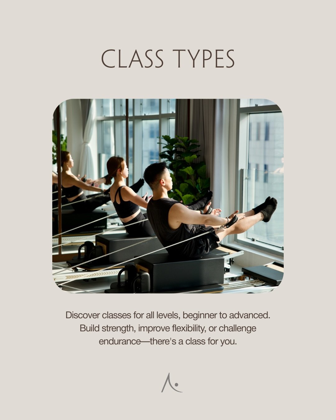 One of the most important parts of Pilates is starting at the right level.

From beginner-friendly sessions that focus on foundations and posture, to intermediate classes that challenge stability and control, each class is designed to support your jo