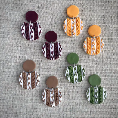 Sweater Knit Polymer Clay Earrings