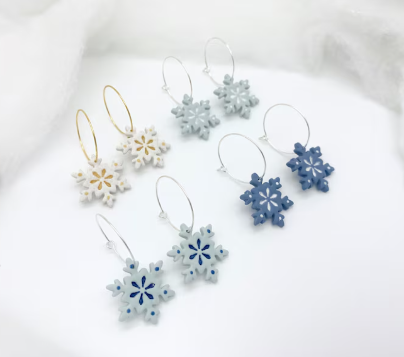 Snowflake Hoop Earrings