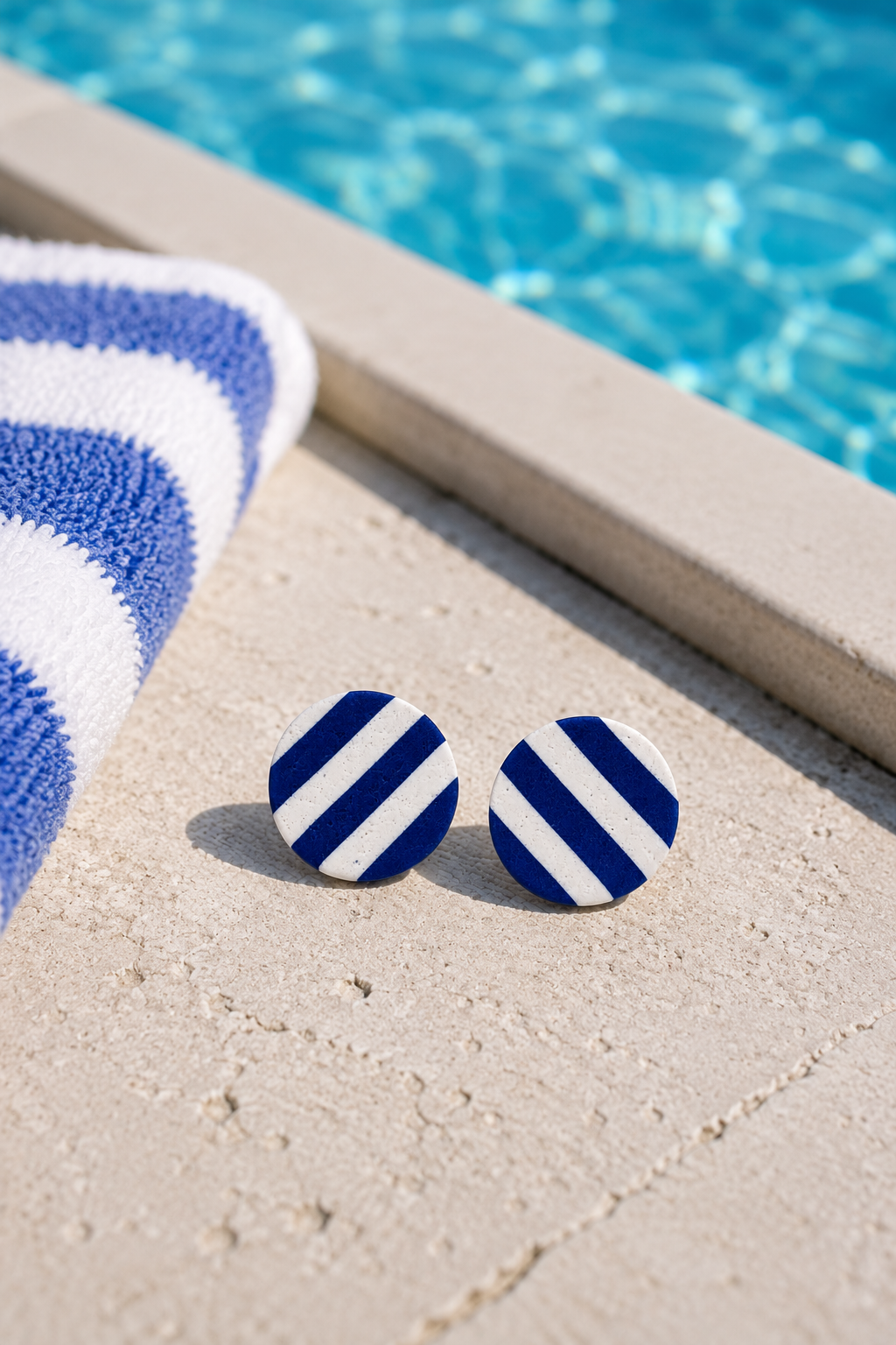 Navy Stripe Studs
