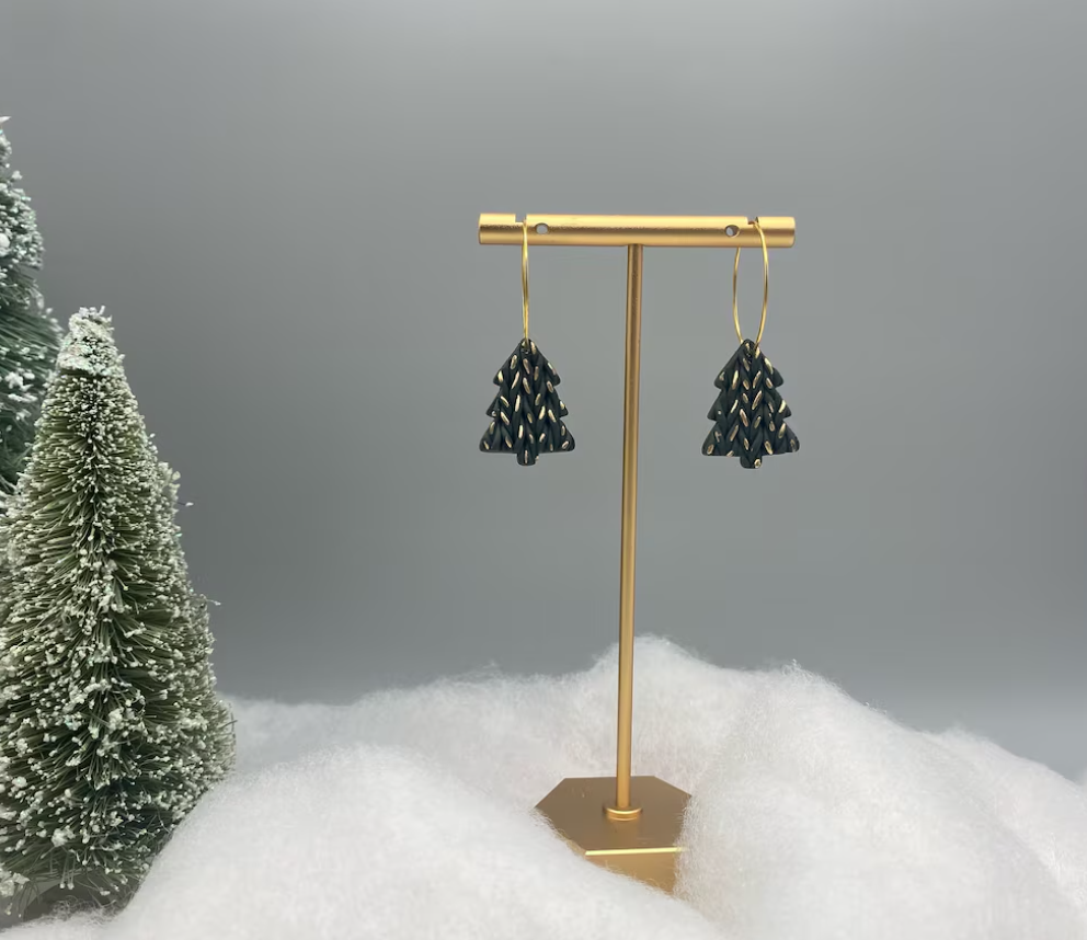 Christmas Tree Hoop Earrings
