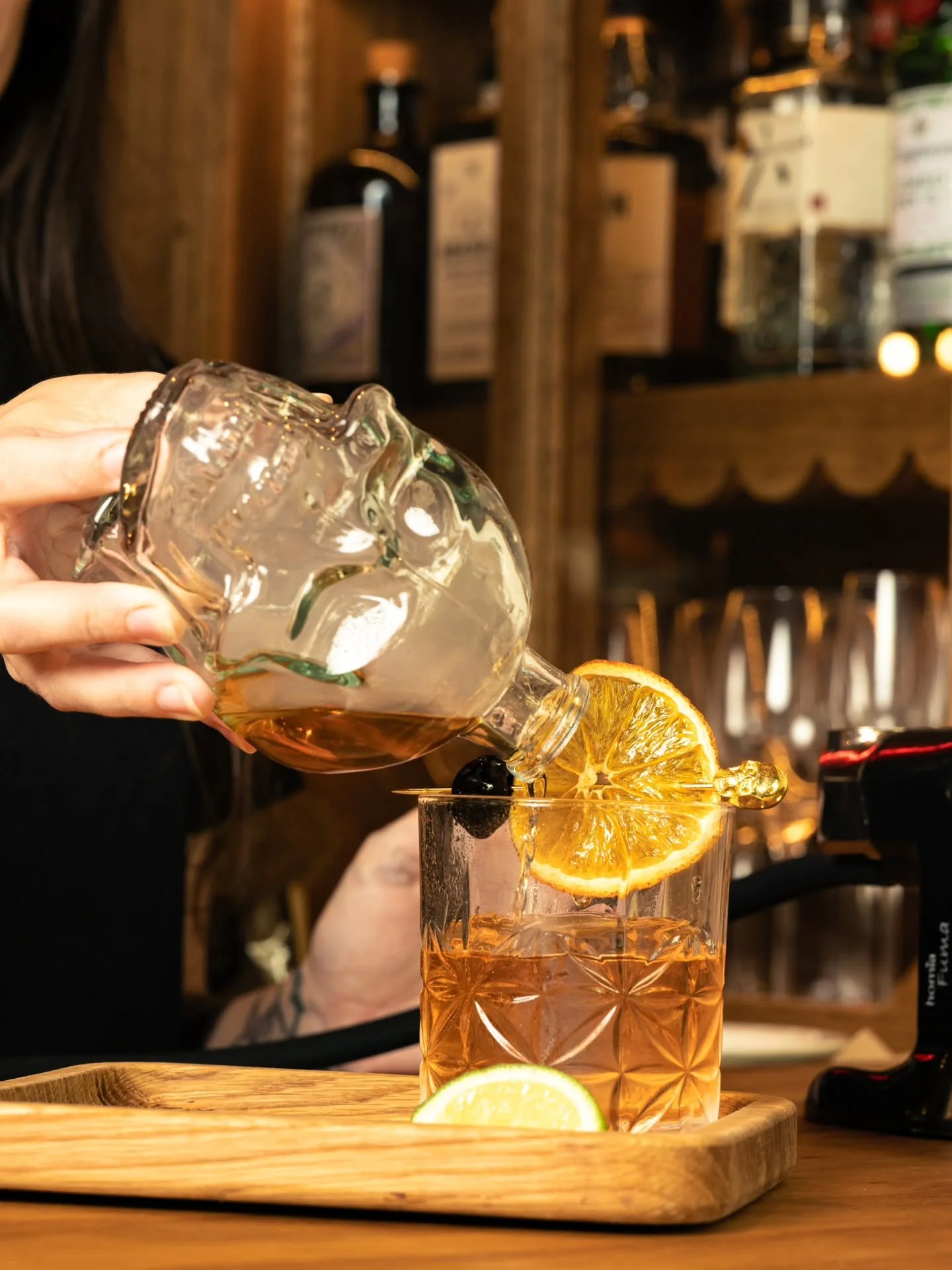 One of our most popular drinks for a reason: mezcal, agave, bitters, finished with kiawe smoke, and some tacos on standby.