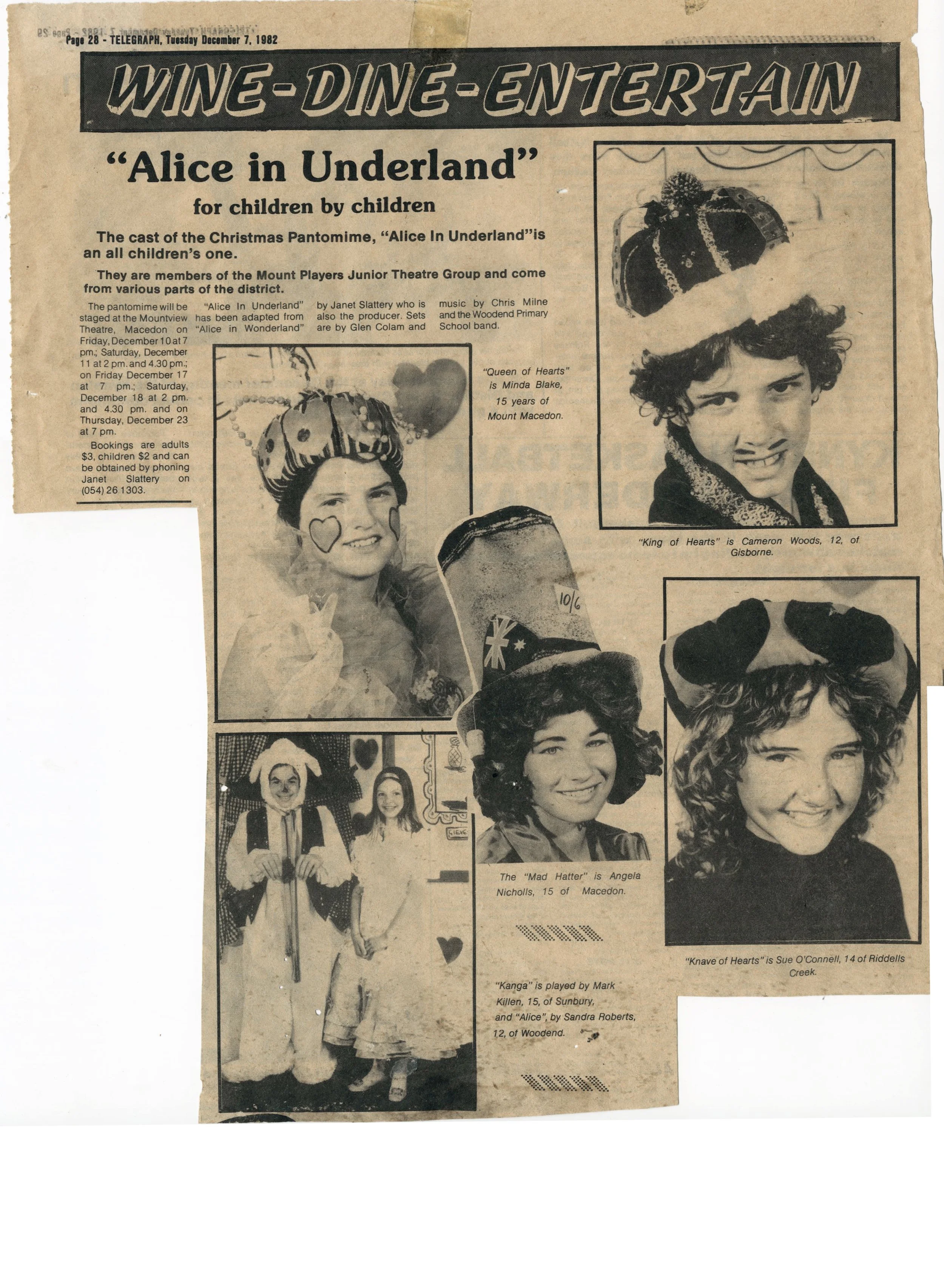 MPT 1982 Dec 7th Telegraph Newspaper Alice in Underland.jpg
