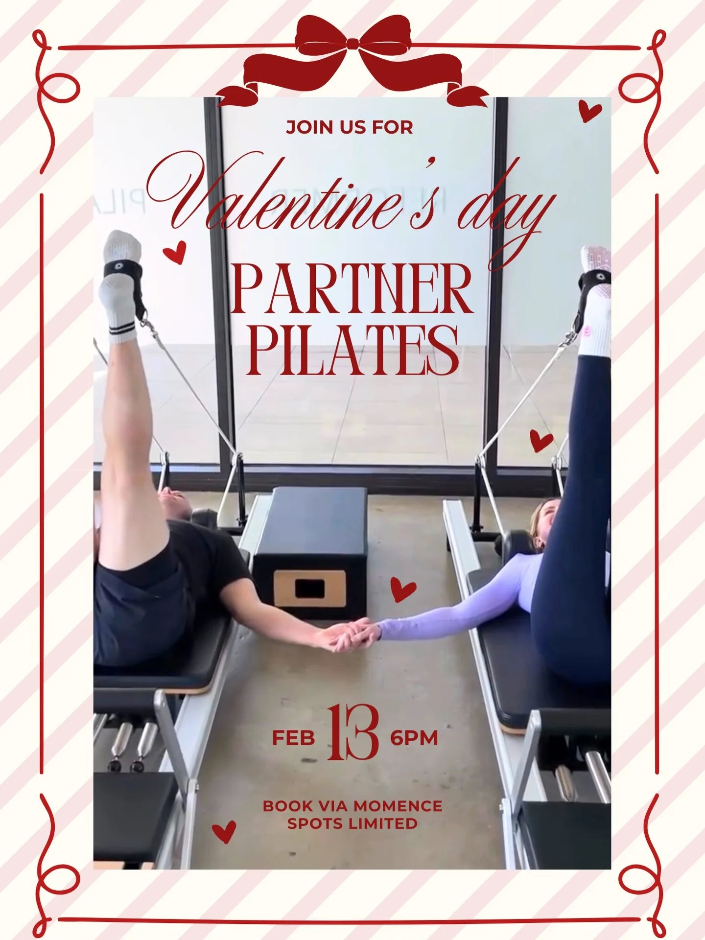 VALENTINE&rsquo;S DAY PARTNER PILATES ~ Members Only Event ❤️

Nothing shows love quite like enduring a Pilates class together&hellip;. so why not spend a night with your valentine on the reformer! 

Bring your partner, a friend or family member alon