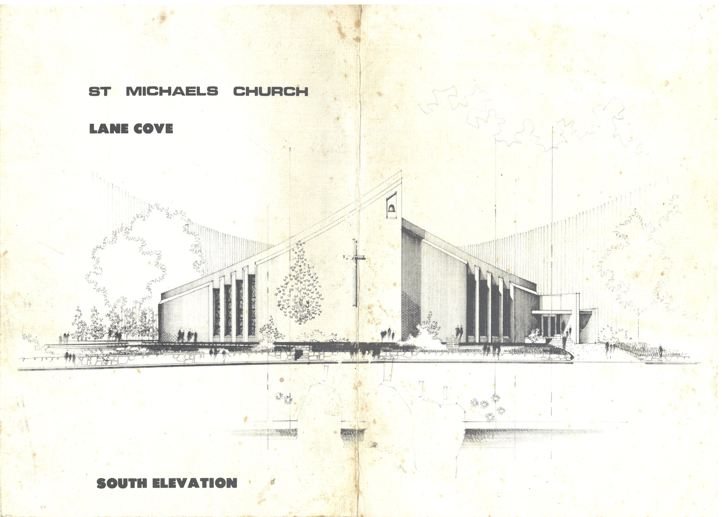 A brochure outlining the architect's initial concept for the new St. Michael's church at Lane Cove.