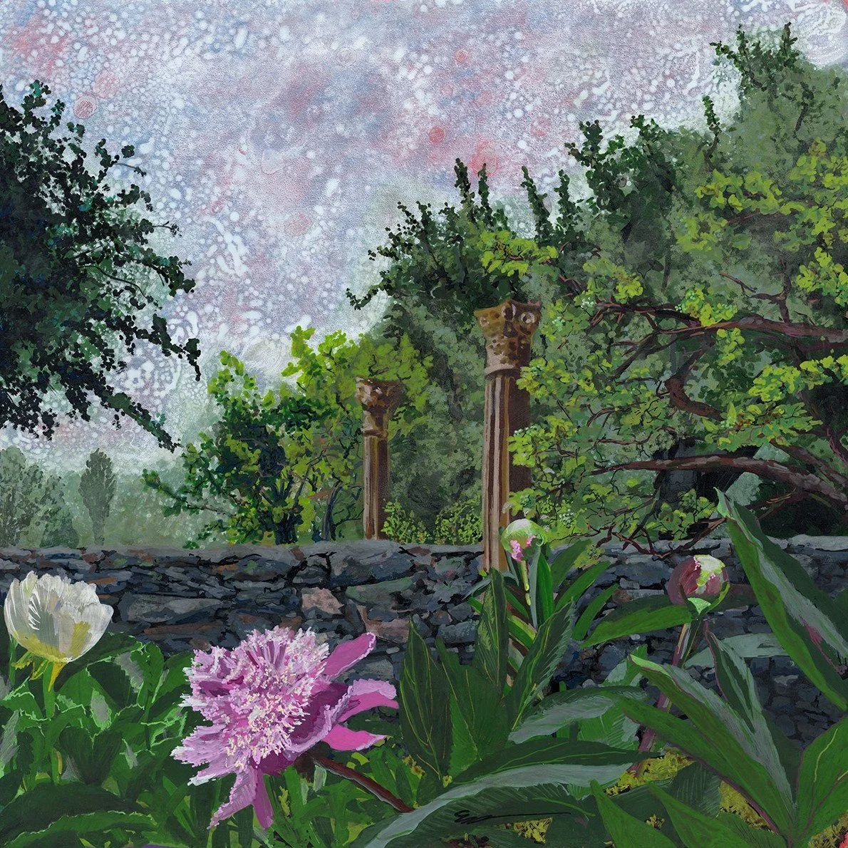 Misty Ruins, 2025, acrylic on 12x12" panel SOLD