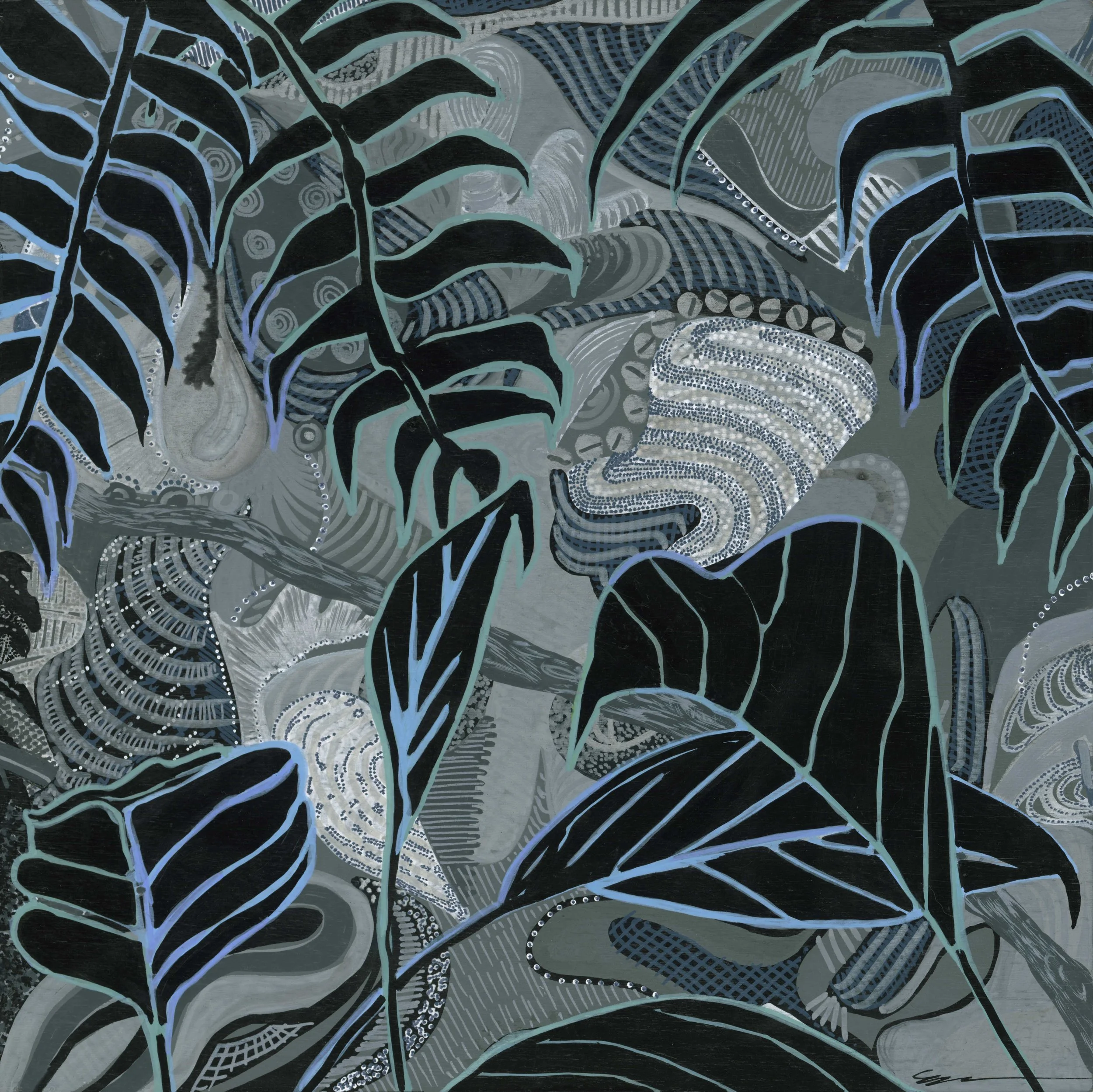 The Morning After Diptych, Panel 2, 2024, acrylic/ink on 12x12" panel SOLD