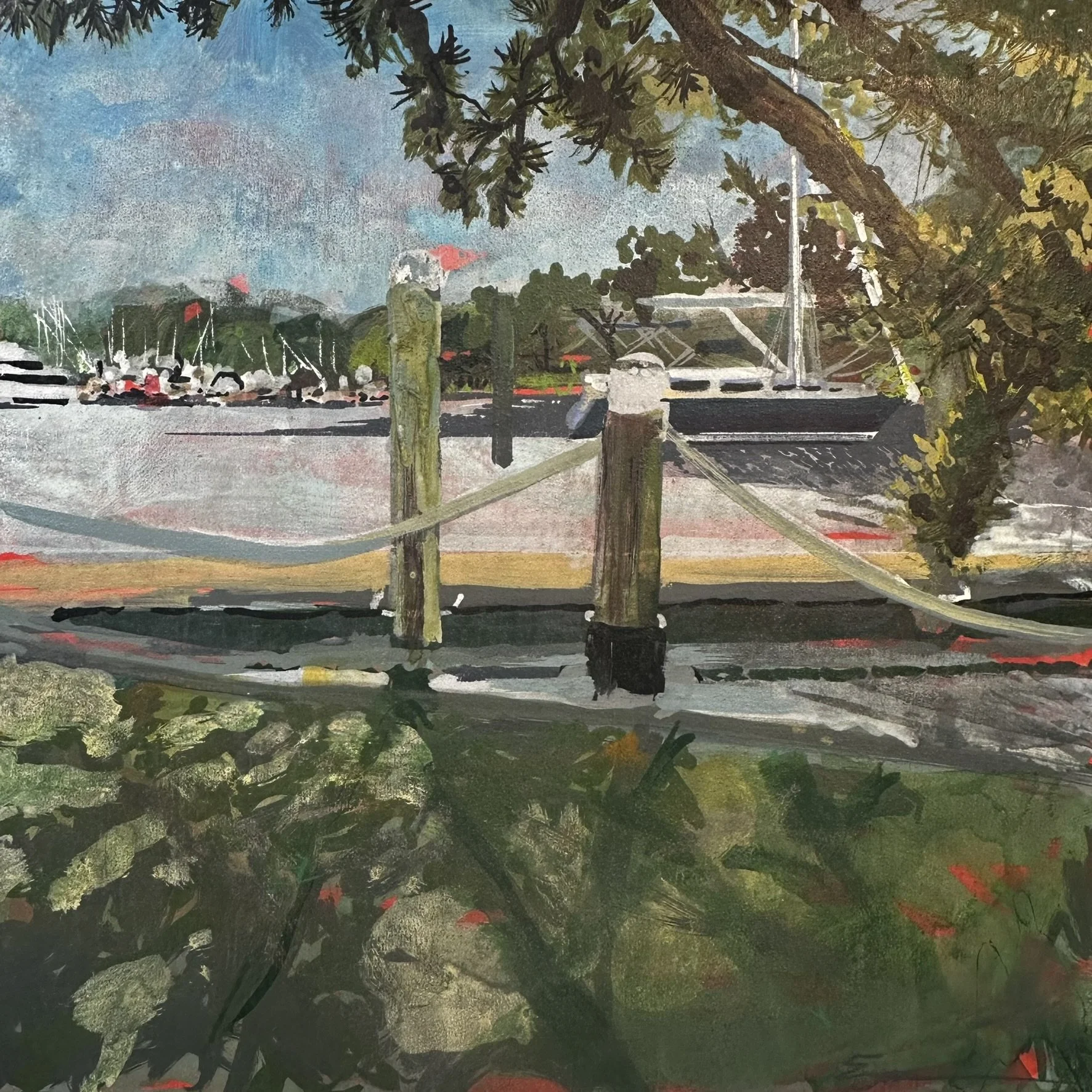 Wickford Harbor, 2026, acrylic on 6x6" panel, $500 unframed 