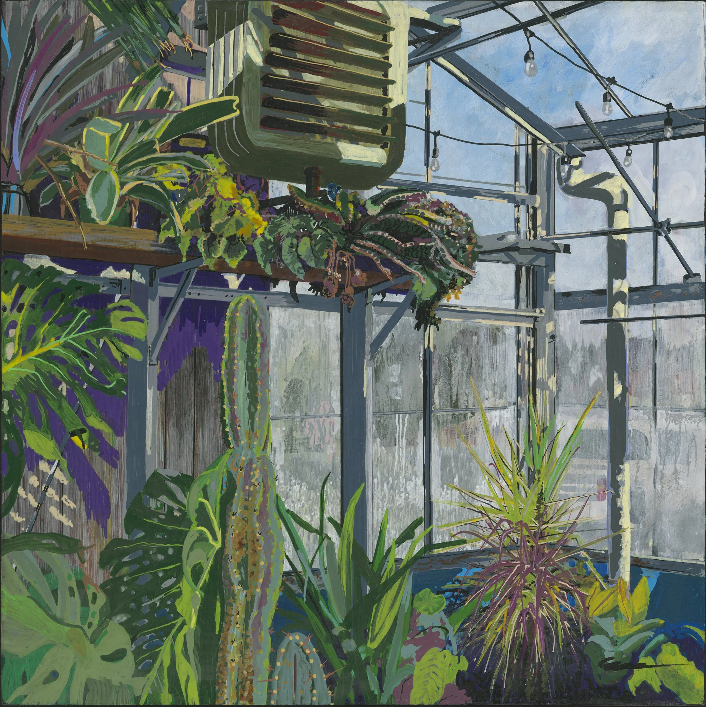 Greenhouse in Winter, 2025, acrylic/ink on 12x12" panel SOLD