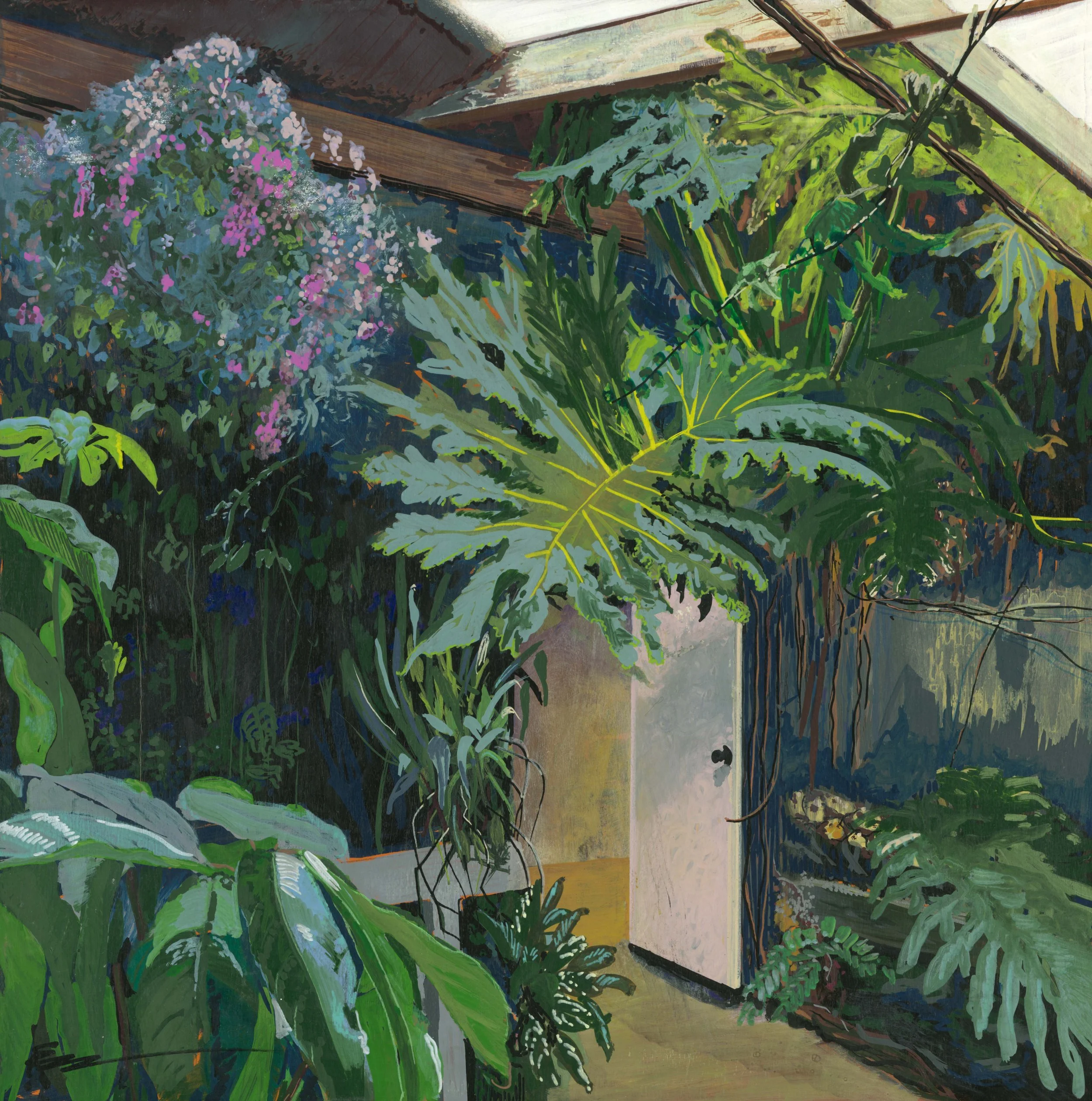 Philodendron at Peckham's, 2025, acrylic/ink on 12x12" panel SOLD