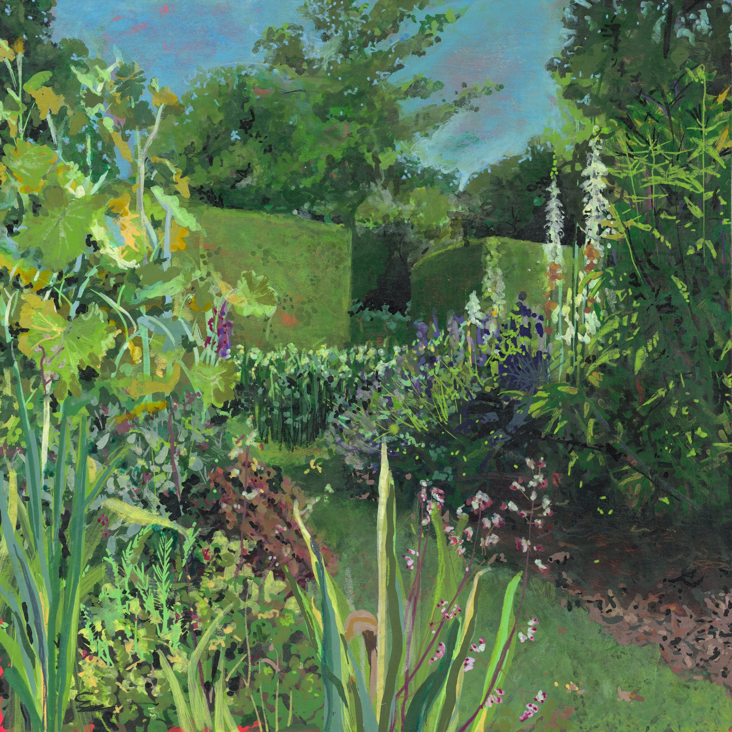 Formal Garden, 2026, acrylic on 8x8" panel, SOLD