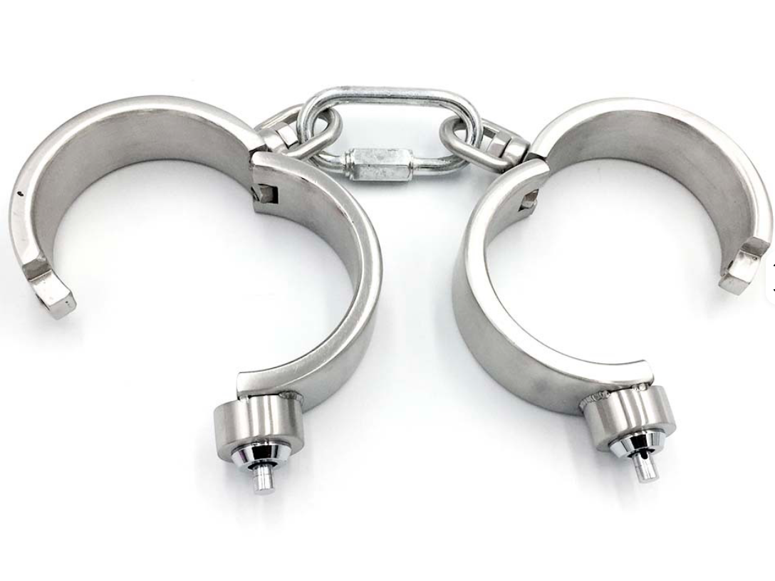 CruelBunny®  Stainless Steel Oval Detachable Cuffs with Pop-Out Lock