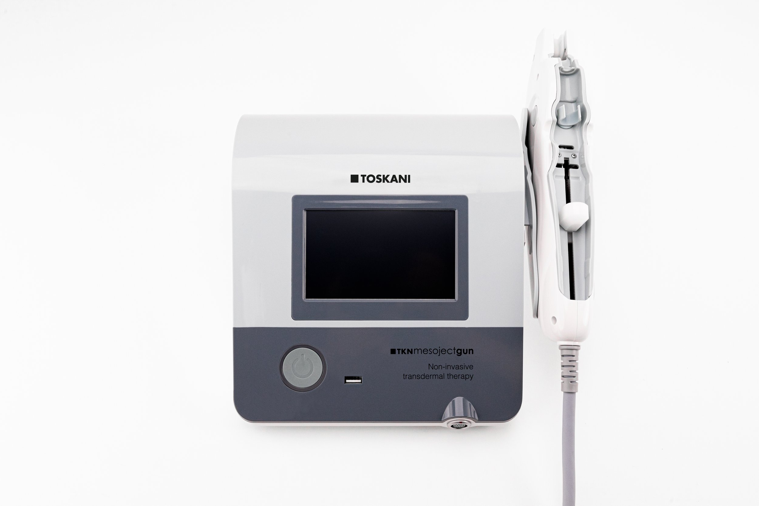 Dispositivo medico con display e manopola per terapia transdermica non invasiva.