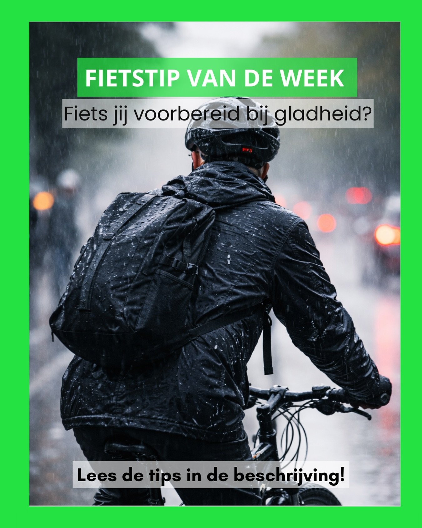 🌤️🌧️❄️ Fietstip bij gladheid: veiligheid voorop! 🚴&zwj;♀️
Het begint wat mooier weer te worden en we gaan vaker naar buiten. Maar let op: ook met zachtere temperaturen kunnen onverwachte buien, nat wegdek of koude ochtenden voor gladheid zorgen.
 